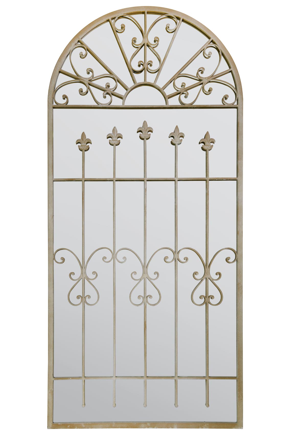 Somerley Large Stone-Colored Garden Mirror with Gothic Arch Design - 5ft3 x 2ft6 (160cm x 75cm)-2