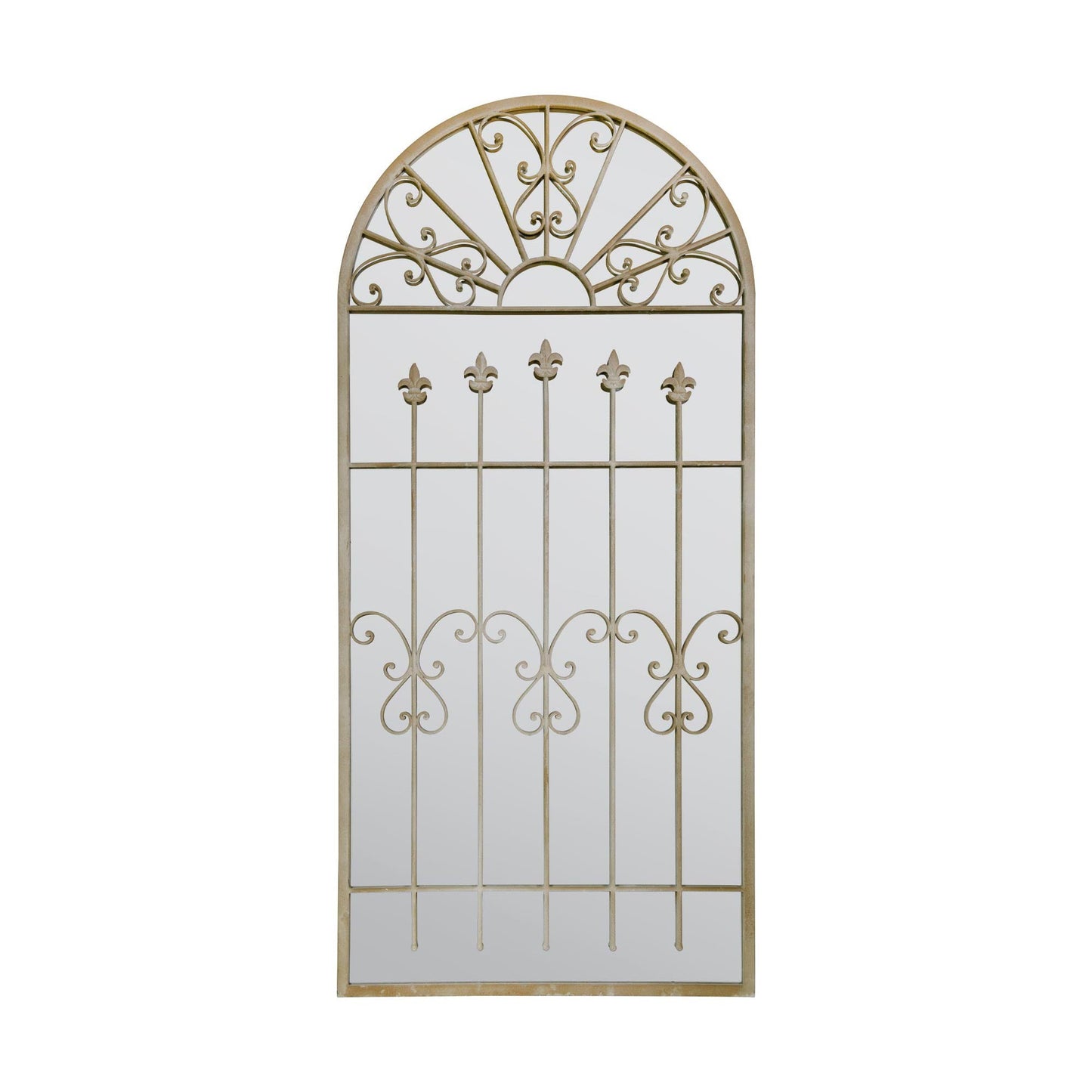 Somerley Large Stone-Colored Garden Mirror with Gothic Arch Design - 5ft3 x 2ft6 (160cm x 75cm)-8