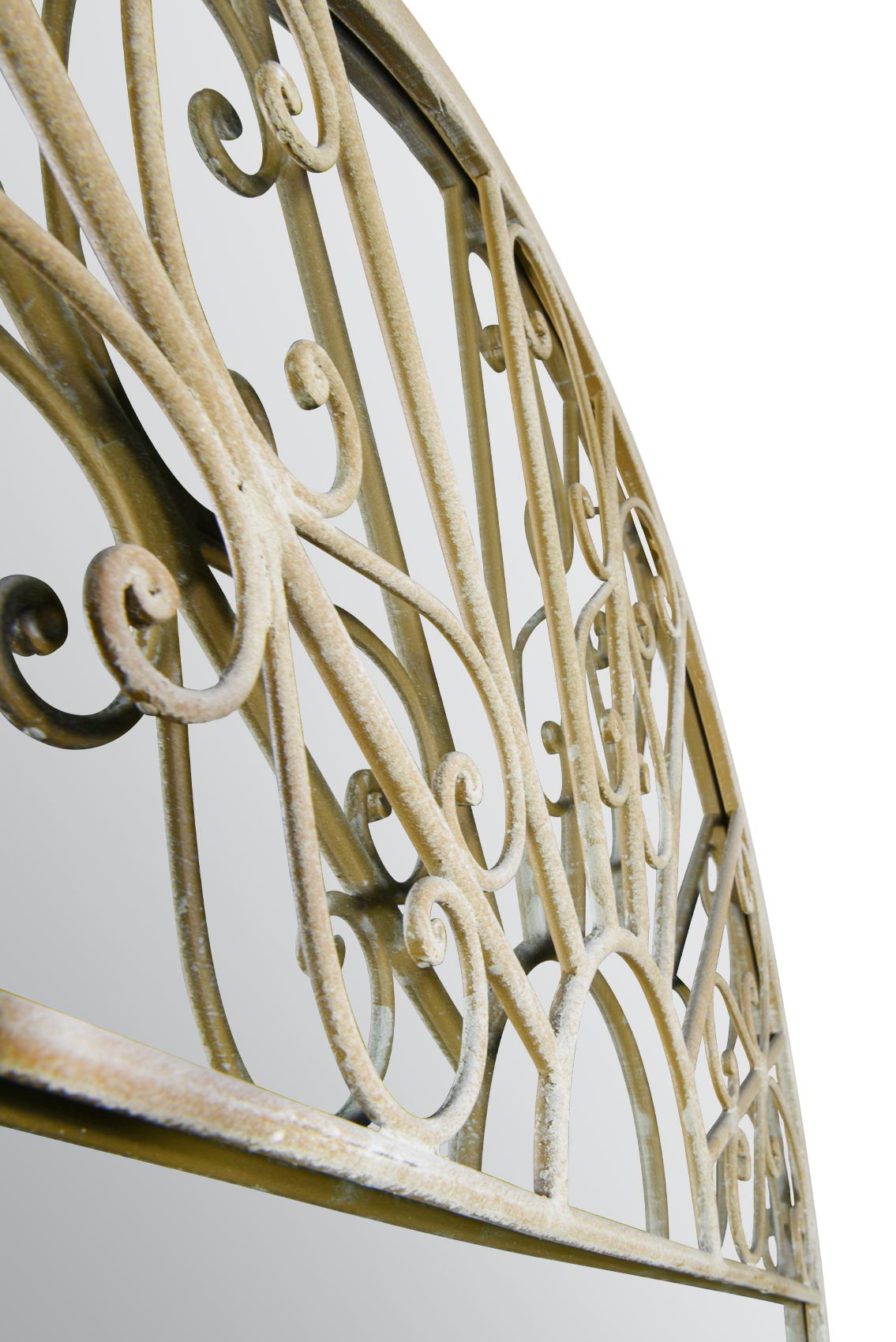 Somerley Large Stone-Colored Garden Mirror with Gothic Arch Design - 5ft3 x 2ft6 (160cm x 75cm)-5