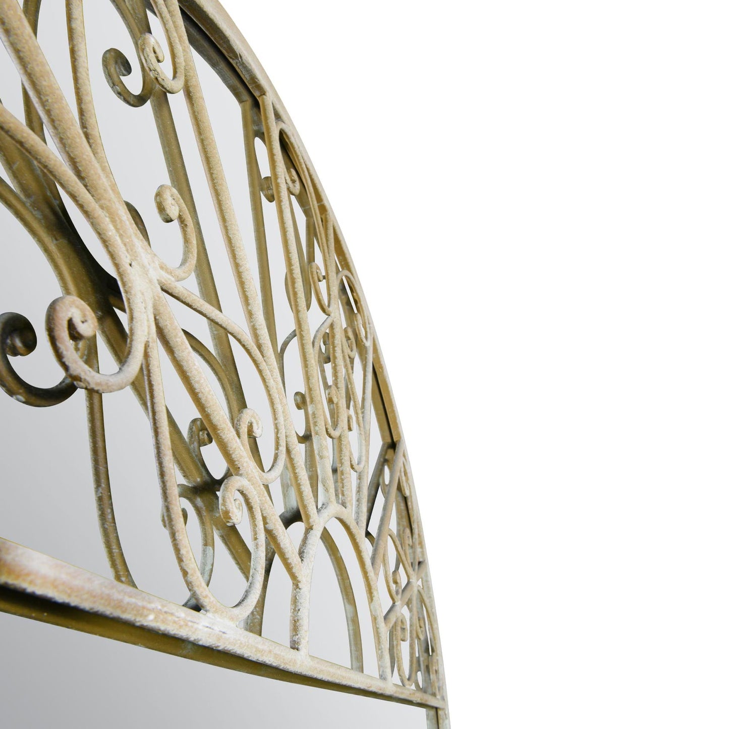 Somerley Large Stone-Colored Garden Mirror with Gothic Arch Design - 5ft3 x 2ft6 (160cm x 75cm)-11