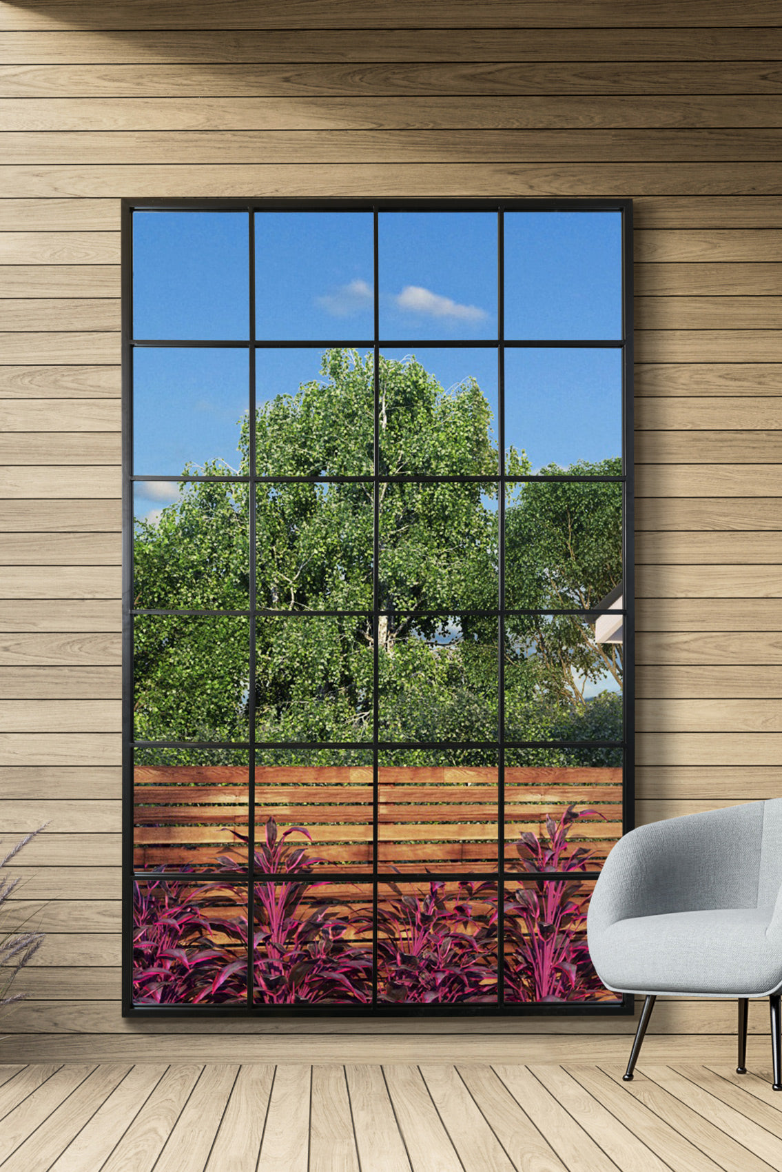 Genestra - Contemporary Black Wall Mirror with Garden Design 69" X 43" (174CM X 110CM)-9