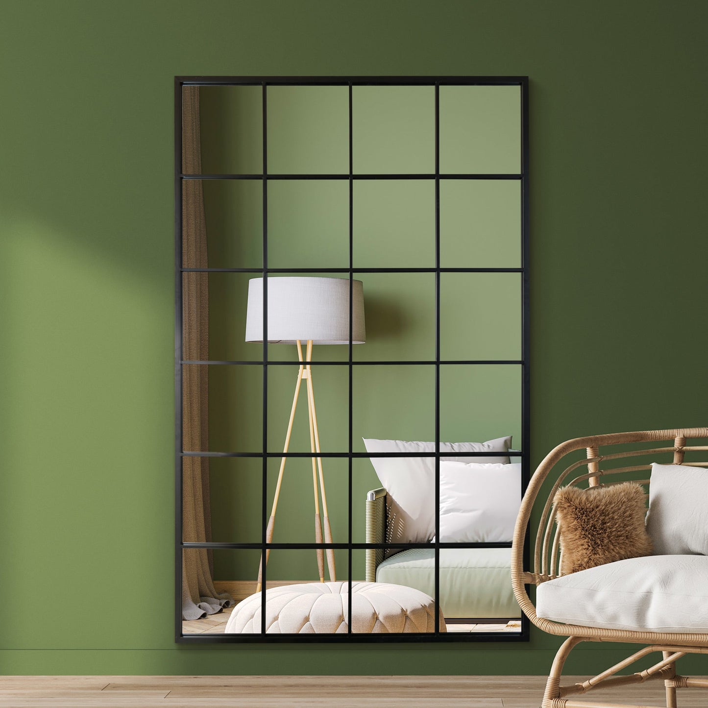 Genestra - Contemporary Black Wall Mirror with Garden Design 69" X 43" (174CM X 110CM)-12