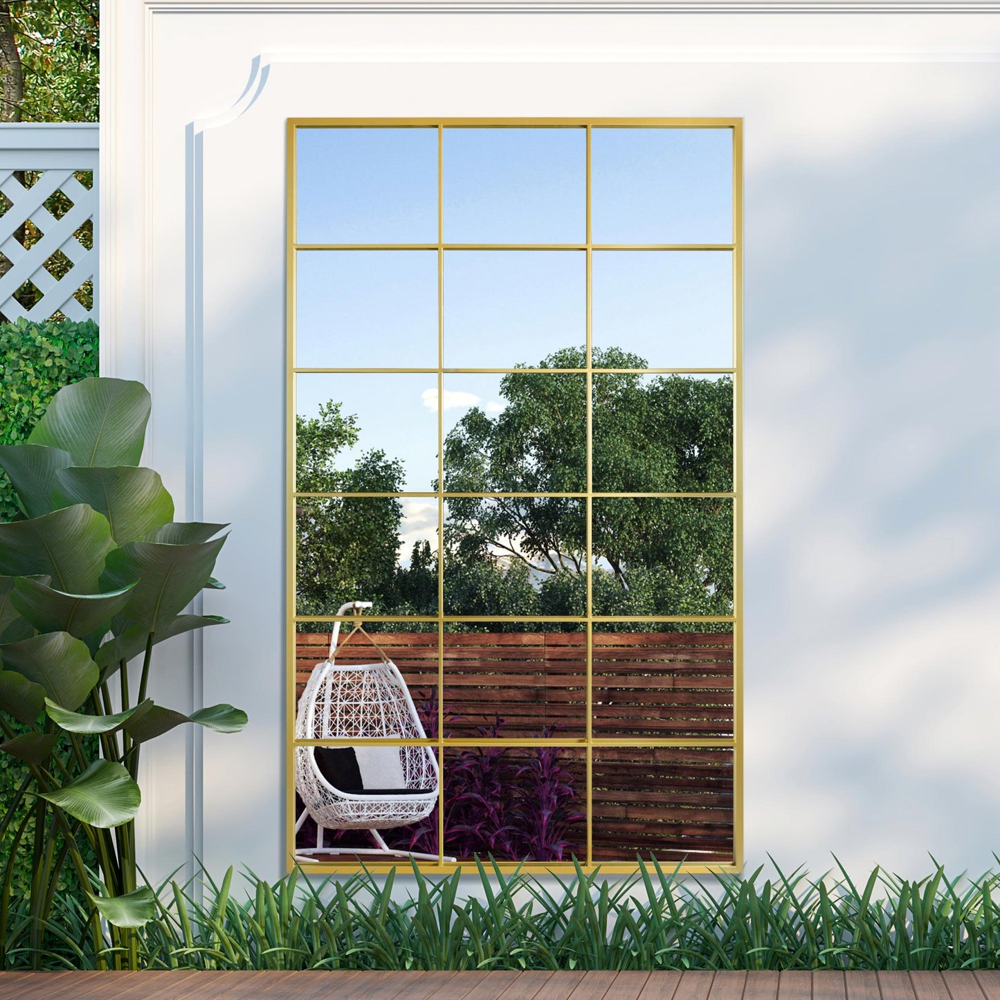 Genestra - Contemporary 79" X 47" (200CM X 120CM) Wall-Mounted Garden Mirror-10