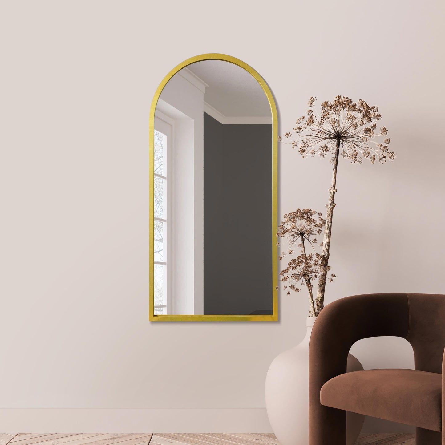 The Elegance - 47" X 23.5" (120CM X 60CM) Gold Framed Arched Wall Mirror-2