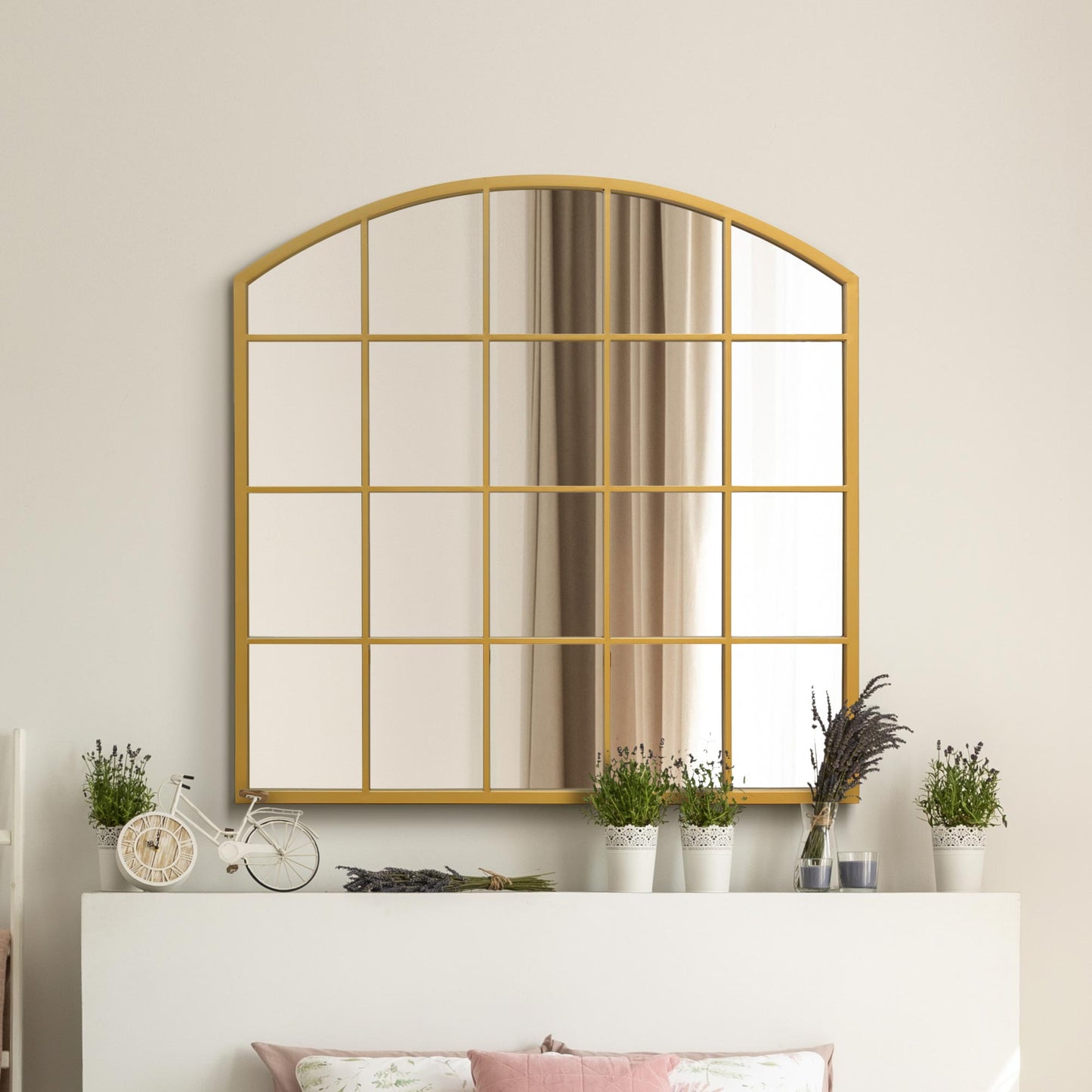 The Elegance - Gold Arched Leaner/Walled Mirror 39" X 39" (100x100CM) Perfect for Indoor and Outdoor Use!-2