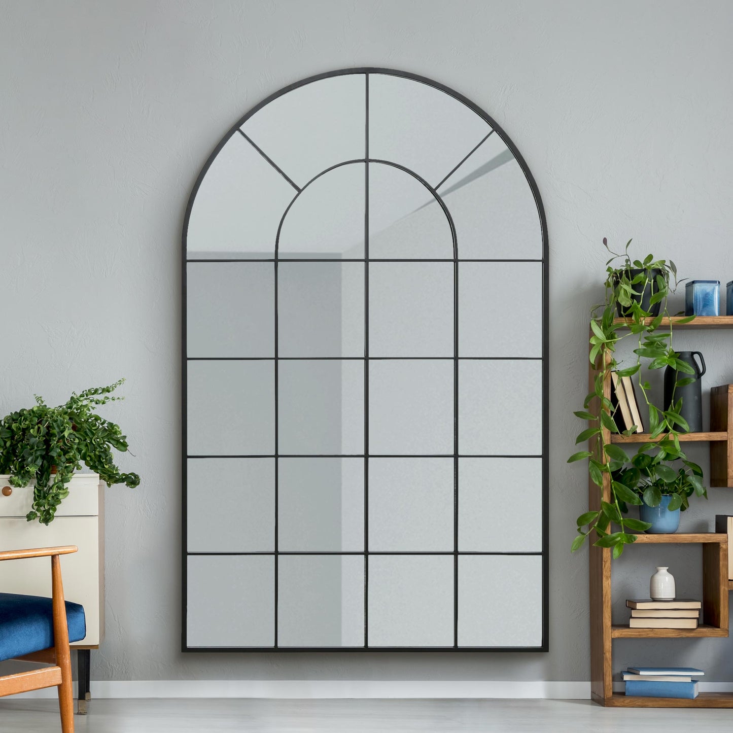 The Elegance - Black Arched Leaning/Walled Mirror 75" x 47" (190x120CM) Perfect for Indoor and Outdoor Use!-2