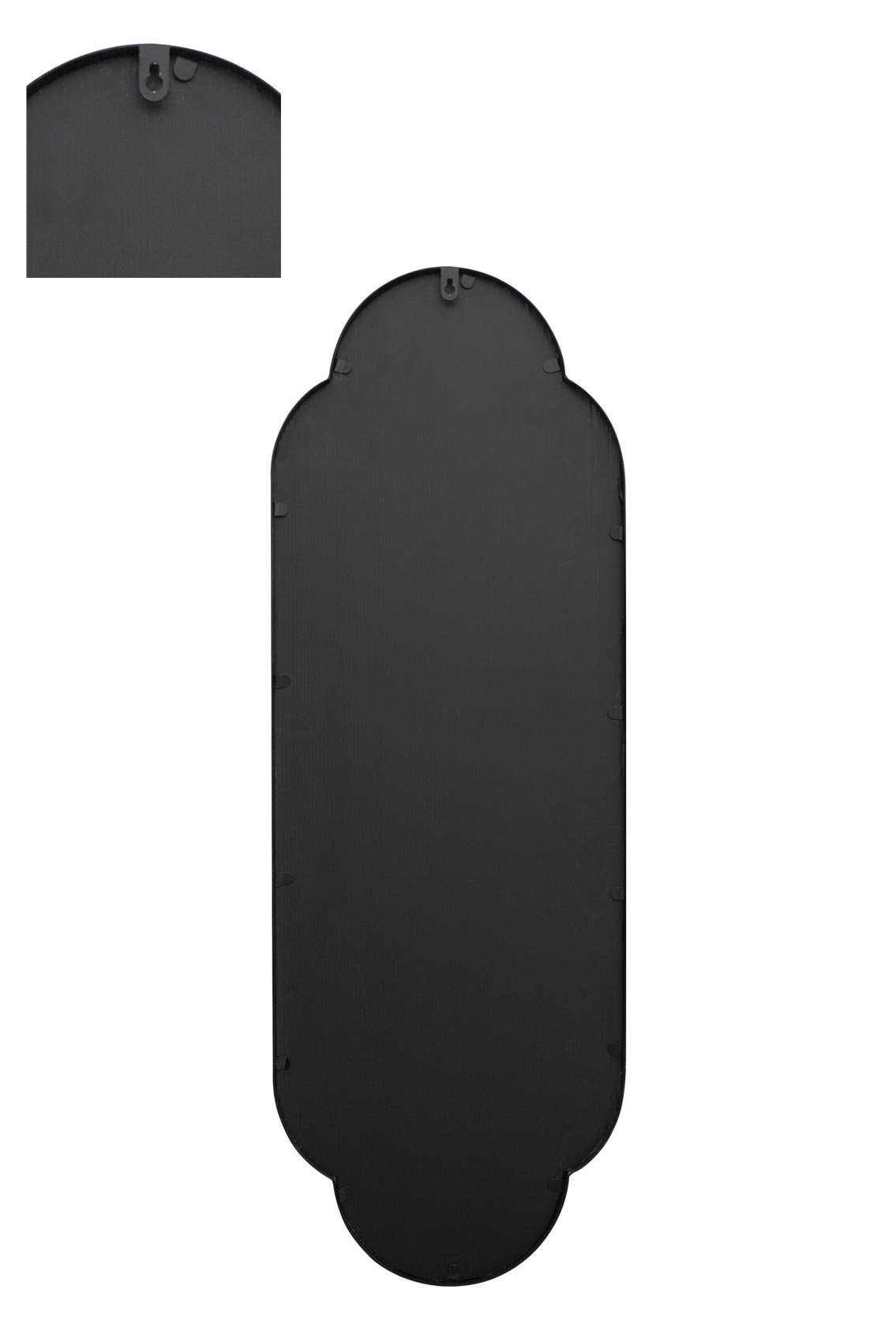 The Duplici - Sleek Black Metal Double Arched Oval Garden Wall Mirror 40" X 14" (102CM X 35.5CM)-15