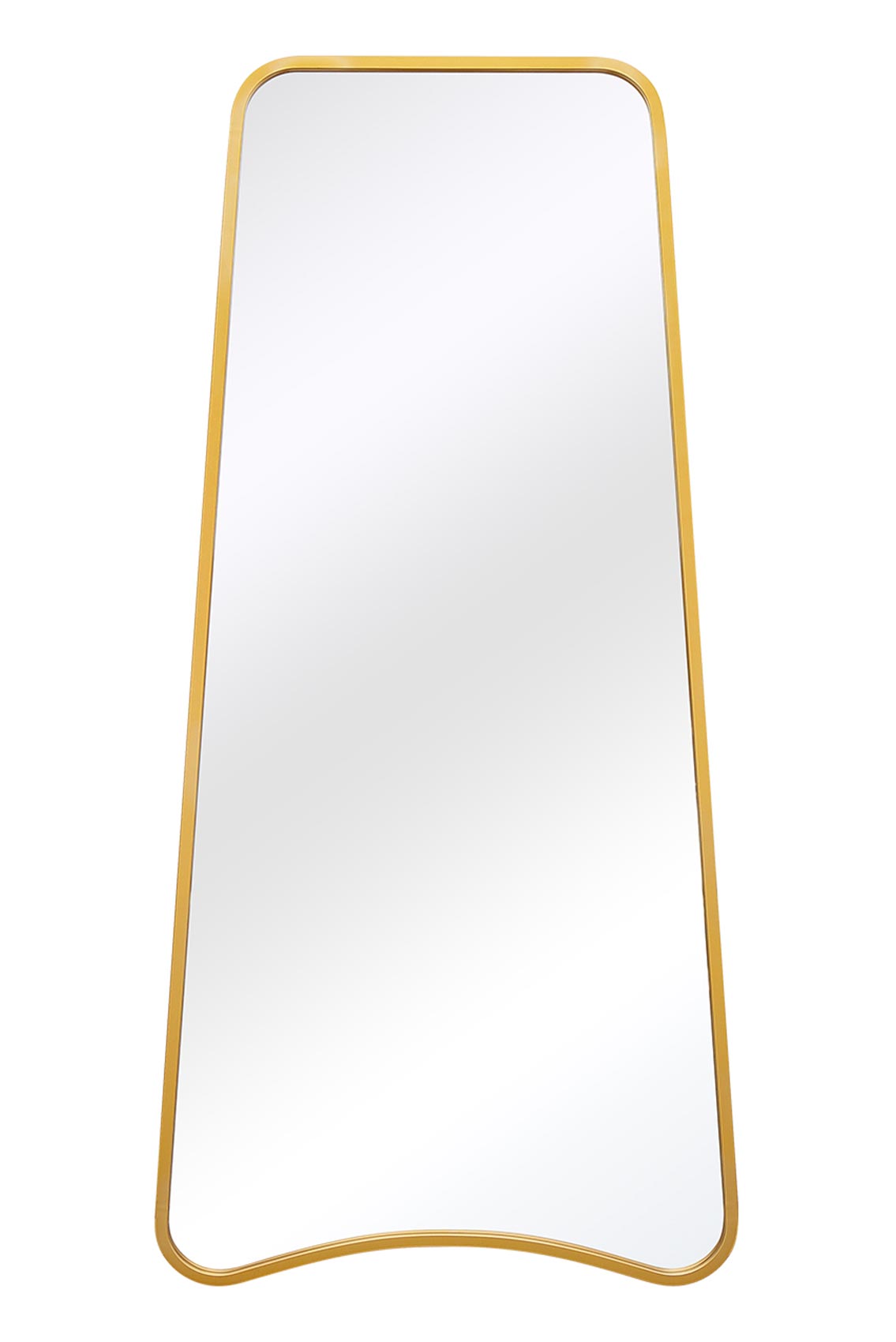 Arched Bottom Gold Metal Framed Garden Wall Mirror - Isosceles Trapezoid Design, 71" X 34" (180CM X 85CM)-2
