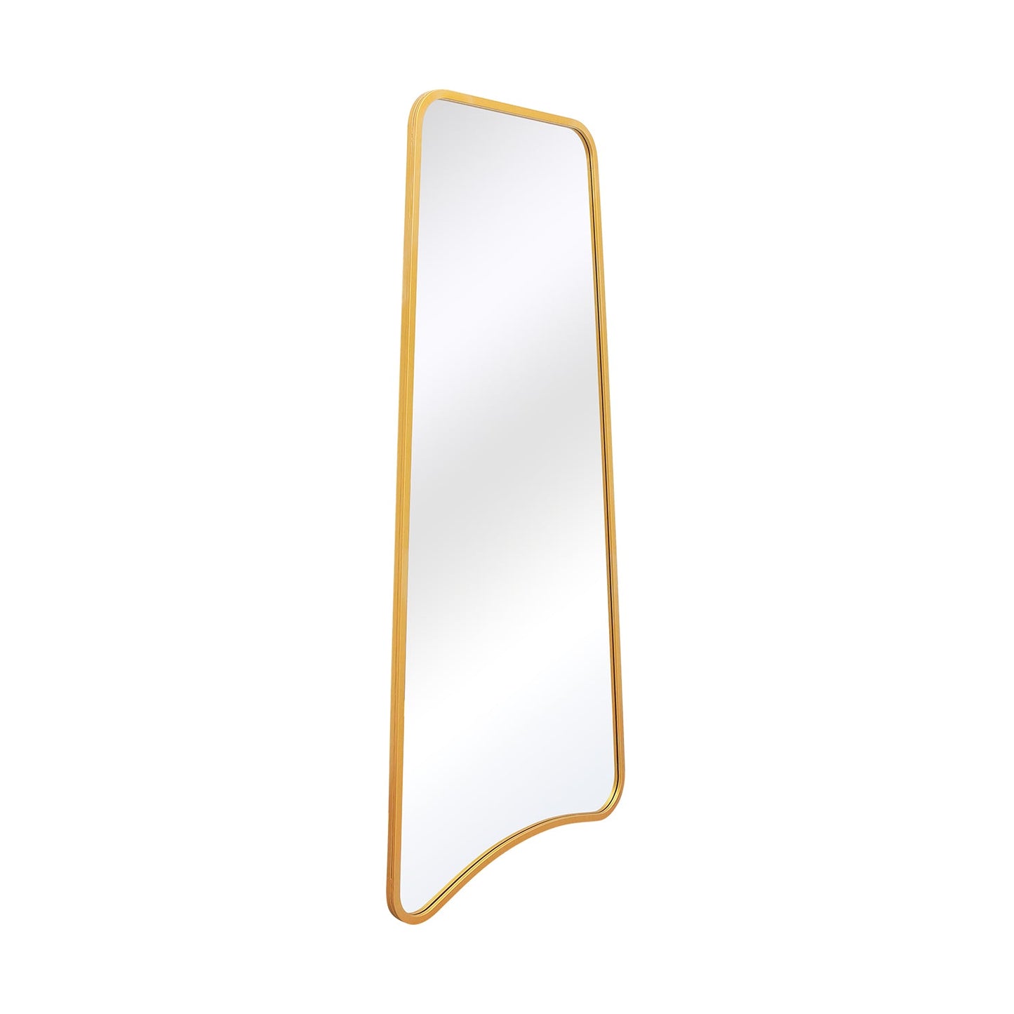 Arched Bottom Gold Metal Framed Garden Wall Mirror - Isosceles Trapezoid Design, 71" X 34" (180CM X 85CM)-12