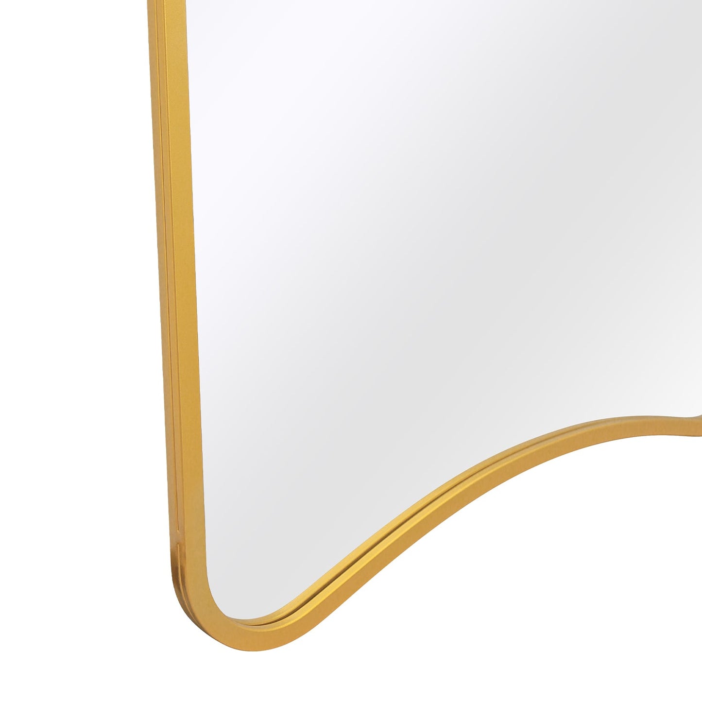 Arched Bottom Gold Metal Framed Garden Wall Mirror - Isosceles Trapezoid Design, 71" X 34" (180CM X 85CM)-8