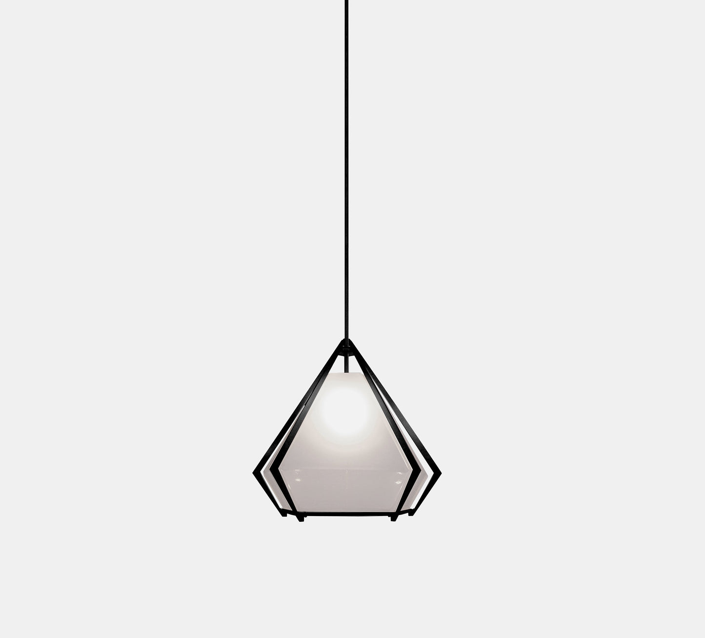 HARLOW SMALL PENDANT ALABASTER WHITE GLASS BLACKENED STEEL FINISH