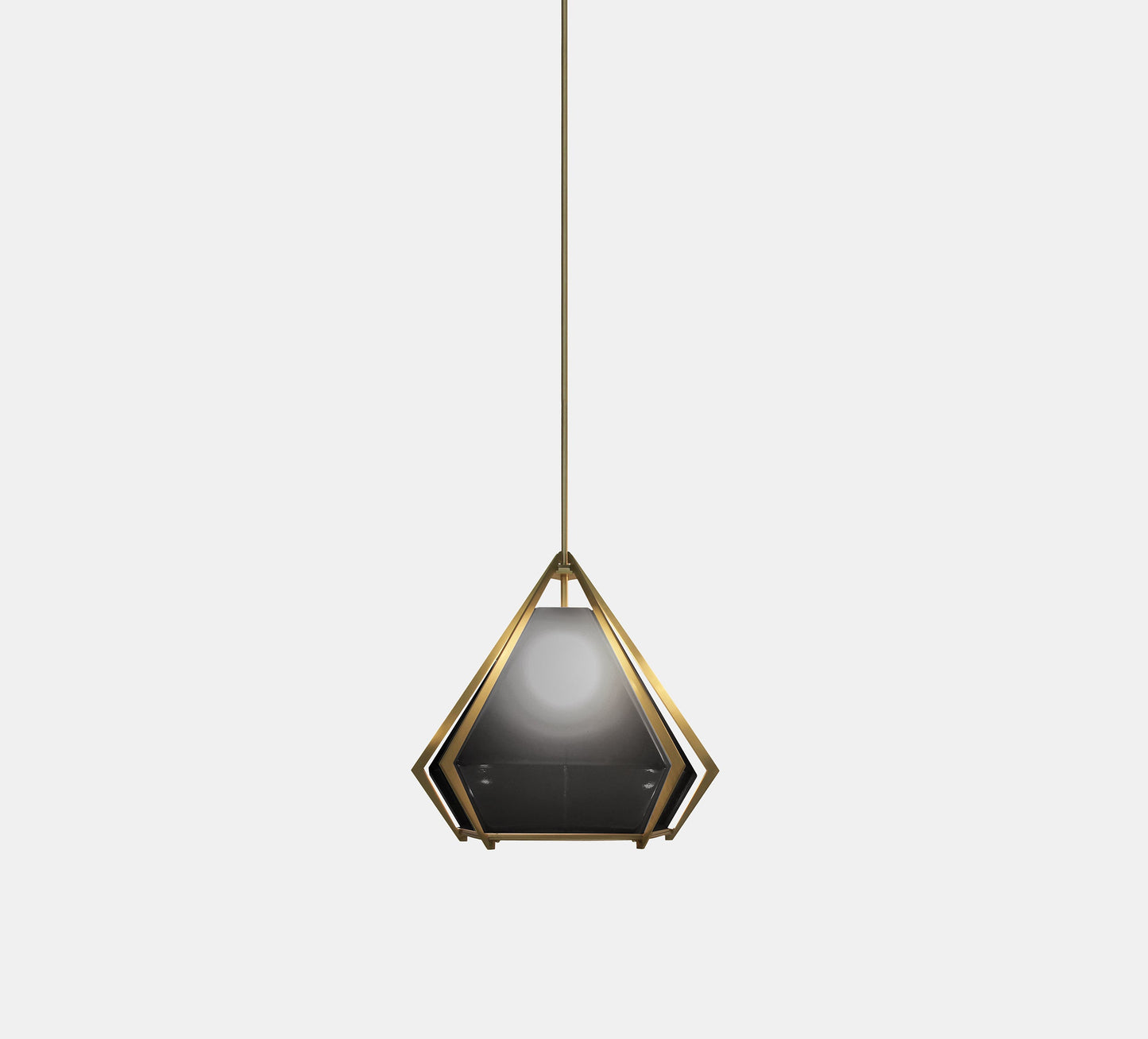 HARLOW SMALL PENDANT SMOKED GRAY GLASS SATIN BRASS FINISH