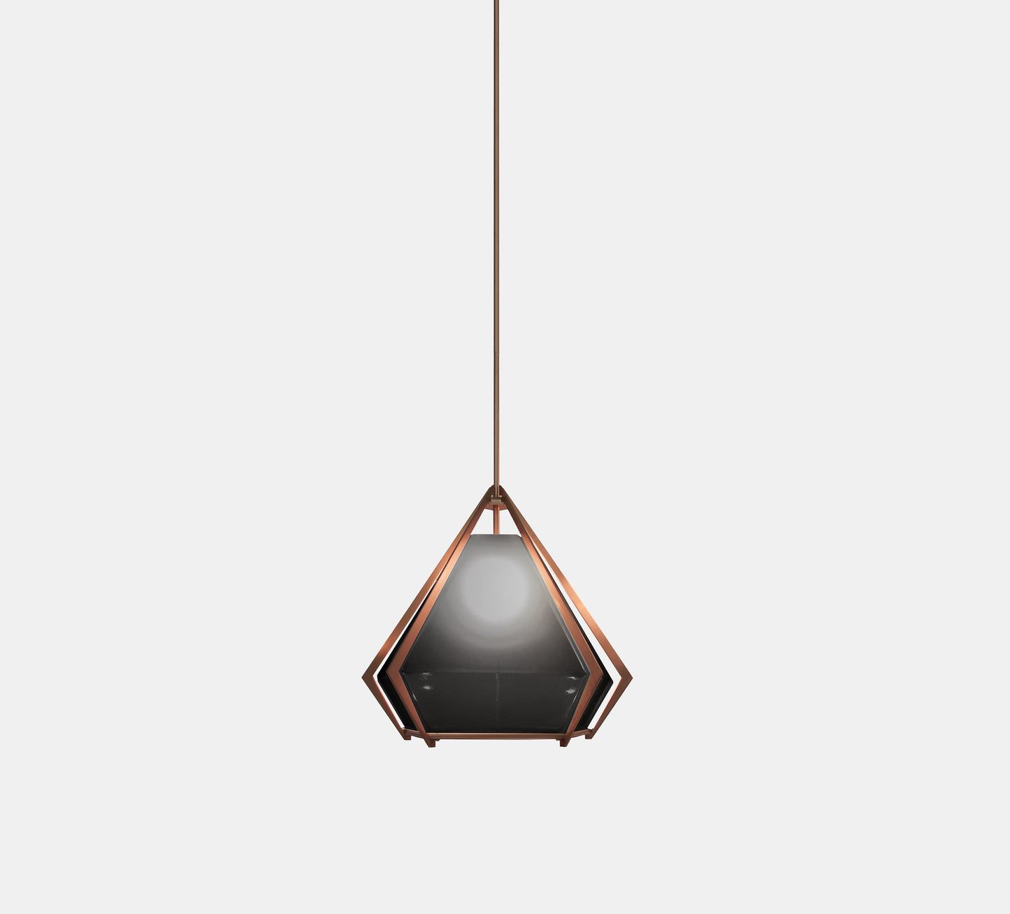 HARLOW SMALL PENDANT SMOKED GRAY GLASS SATIN COPPER FINISH