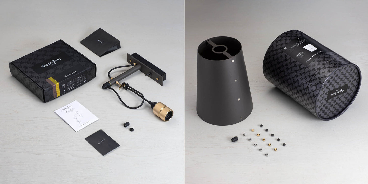 Hooked Wall/ Large/ Graphite Brass packaging