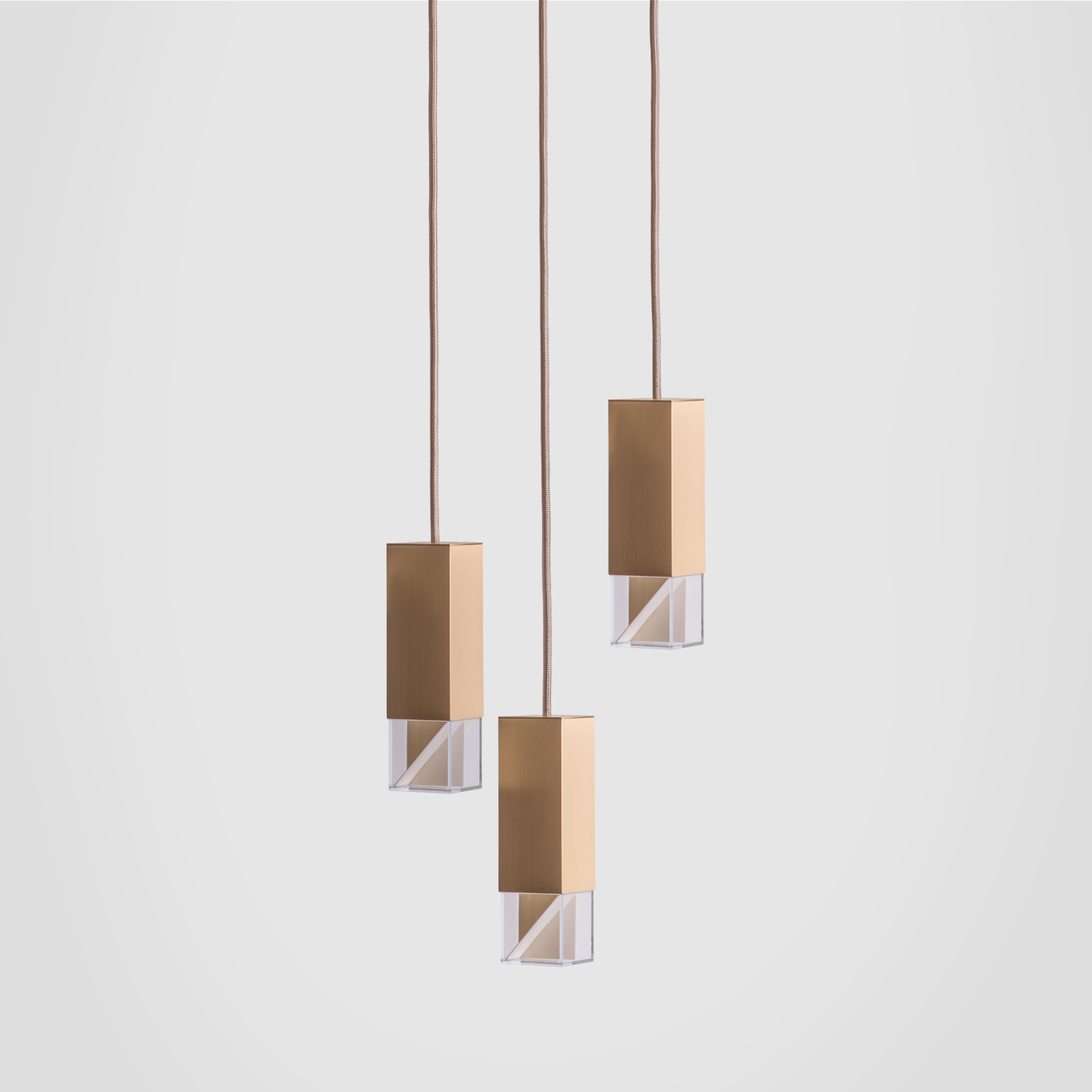 Lamp/ One Brass Trio Chandelier grey background