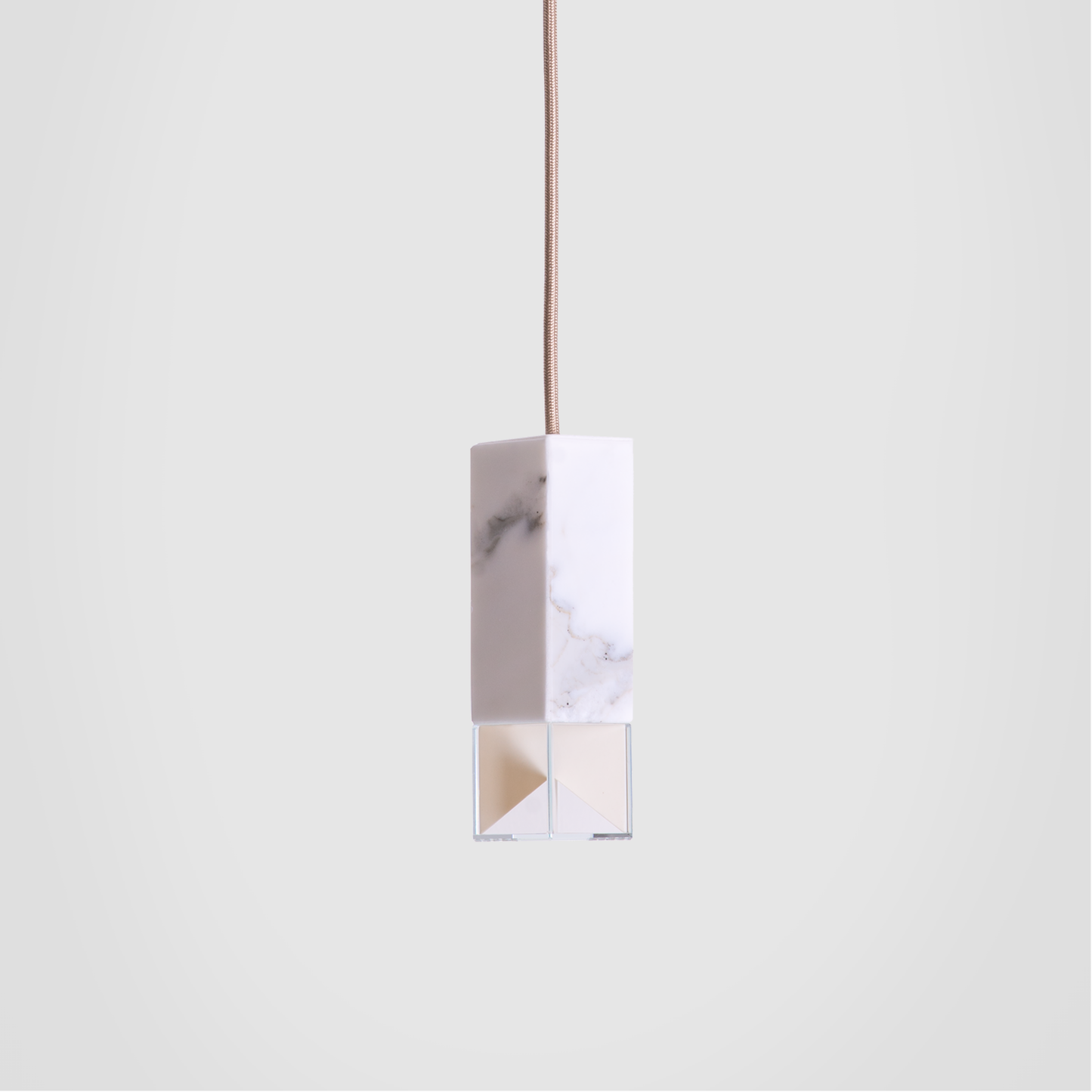 Lamp One Pendant Light / Marble, close up view of pendant.