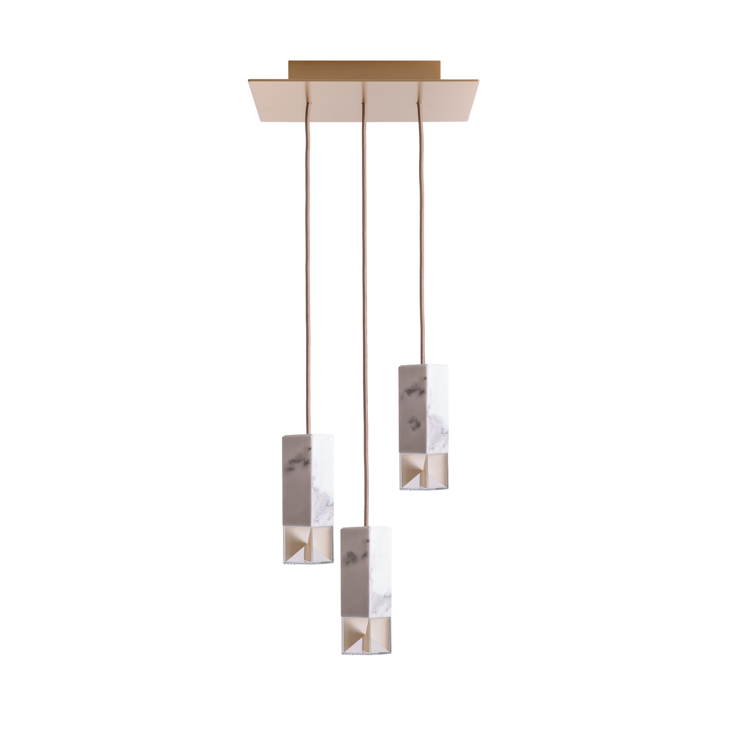 Lamp/ One Marble Trio Chandelier white background front view