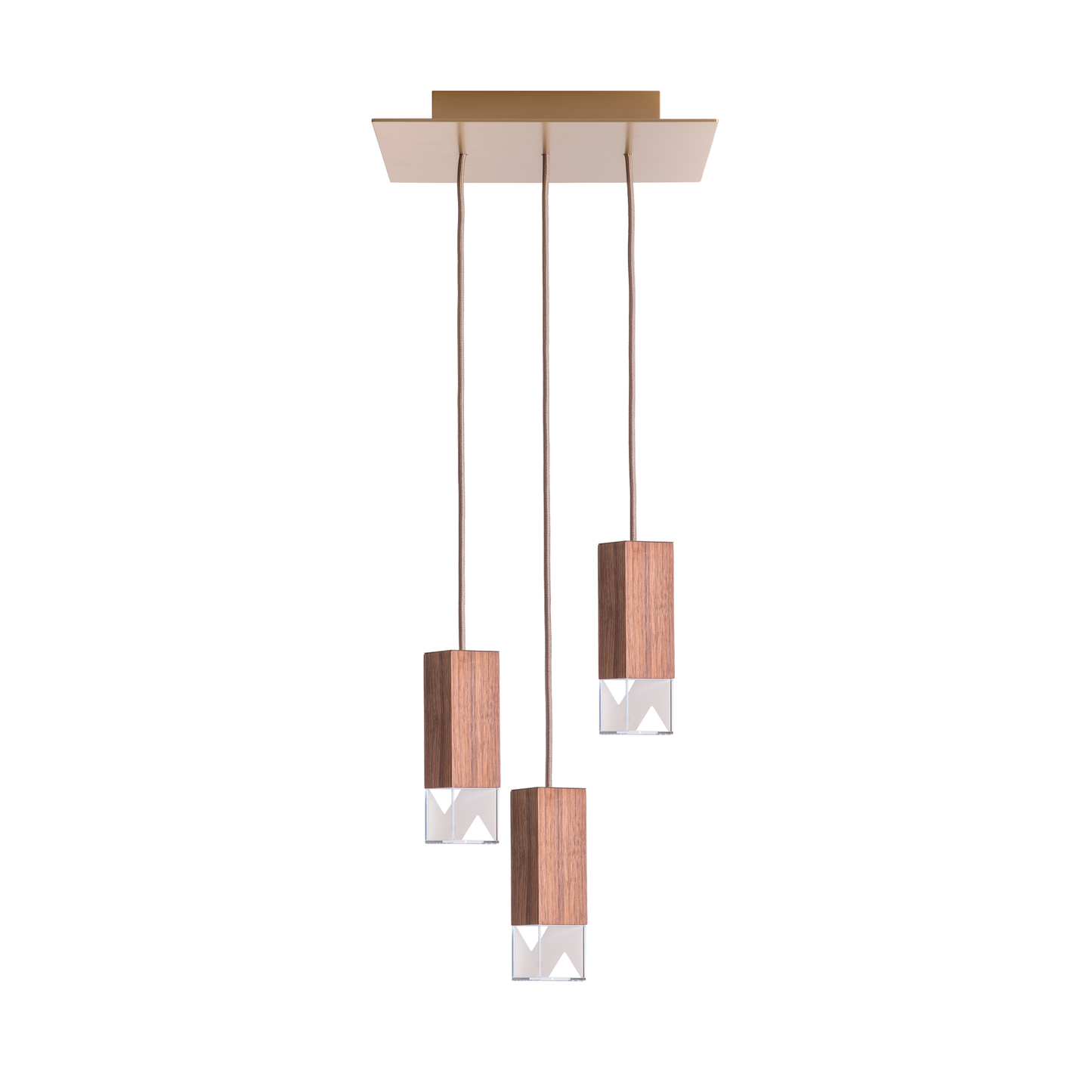 Lamp/ One Wood Trio Chandelier white background cutout