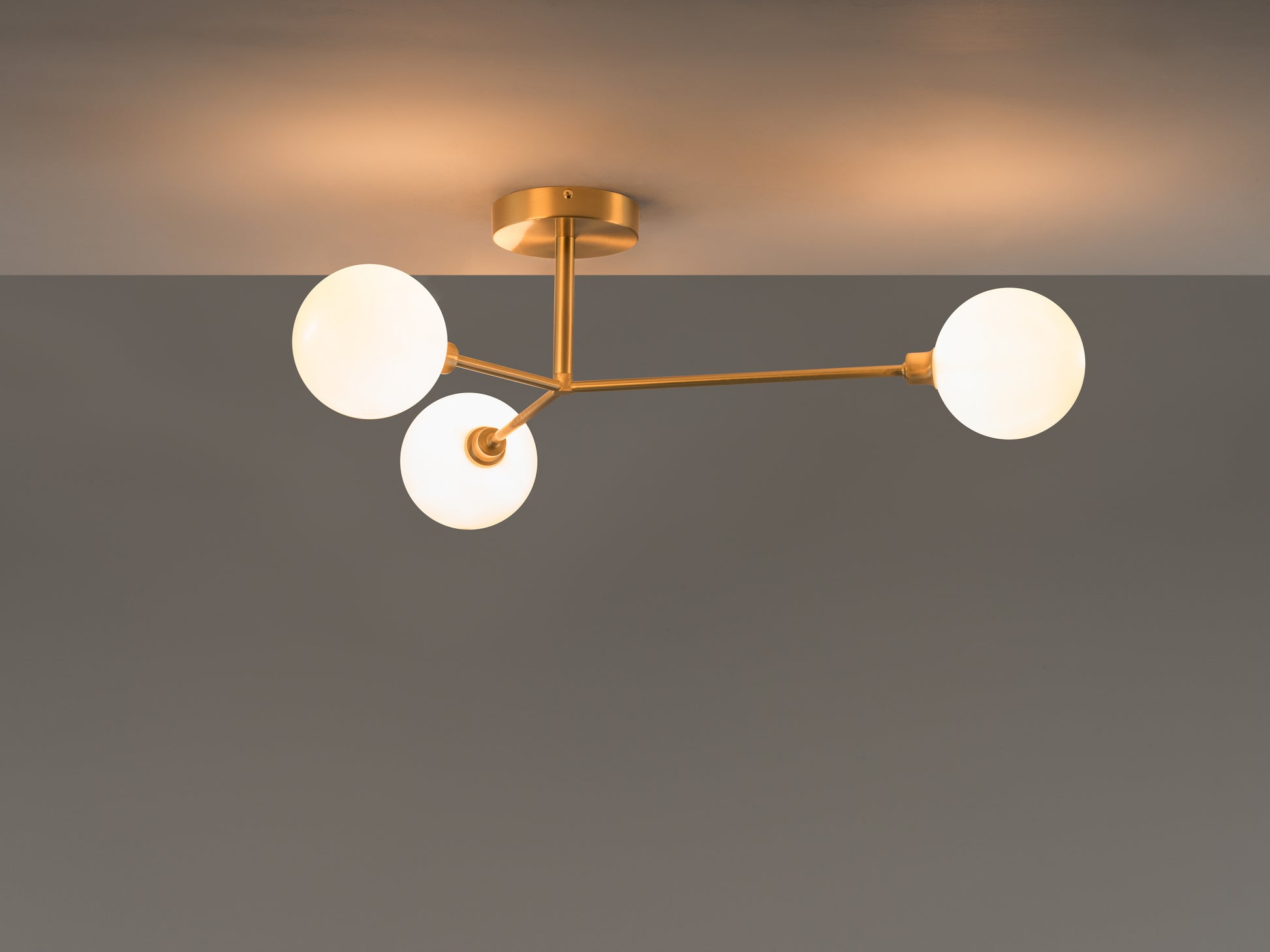 3 Light Flush Ceiling Light bronze, front on