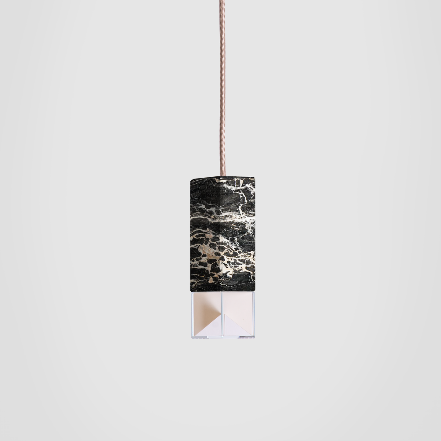 Lamp/ One Black Trio Chandelier grey background