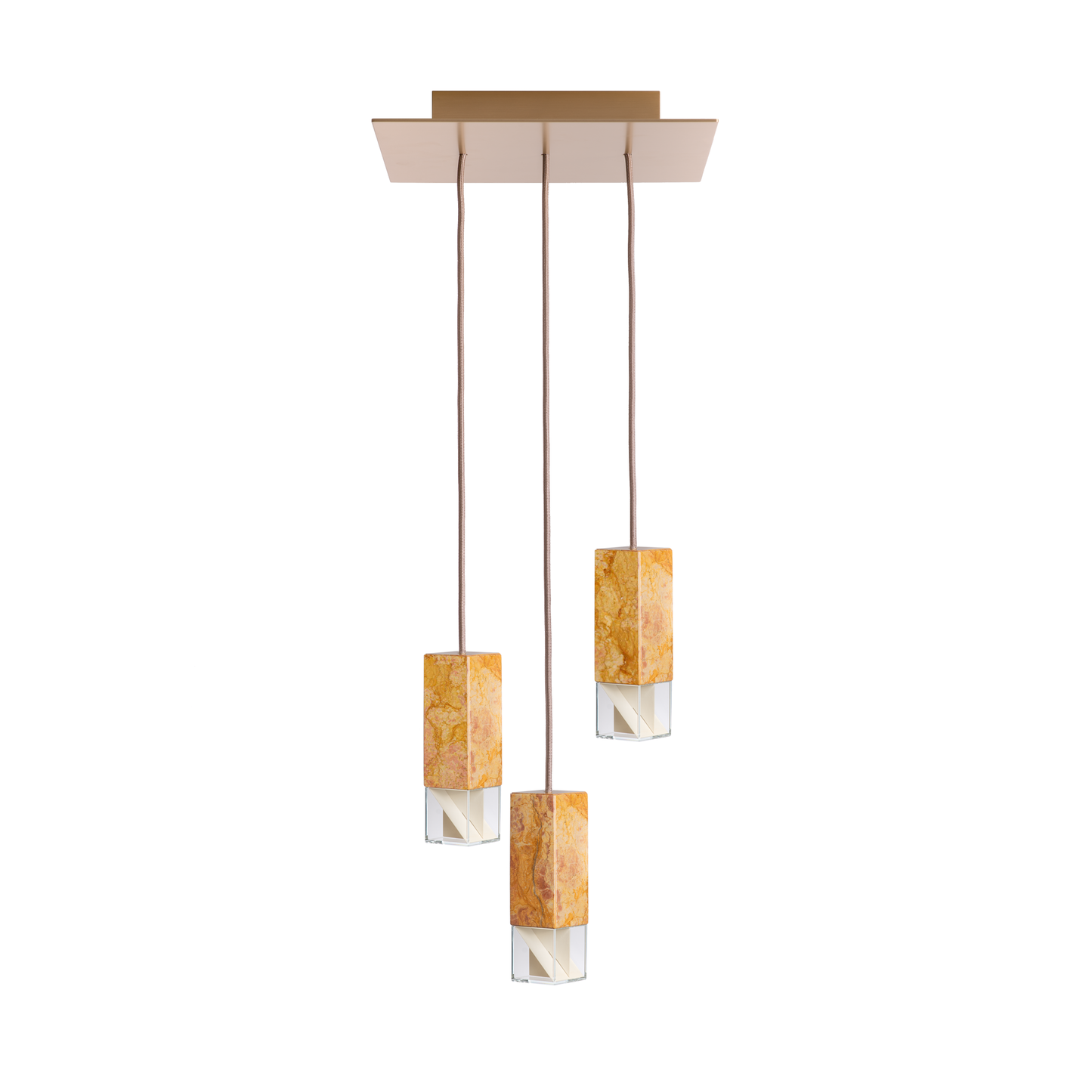 Lamp/ One Yellow Trio Chandelier white background