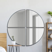 The Four-Piece Black XL Round Metal Wall Mirror - 70" X 70" (180 x 180CM)-7