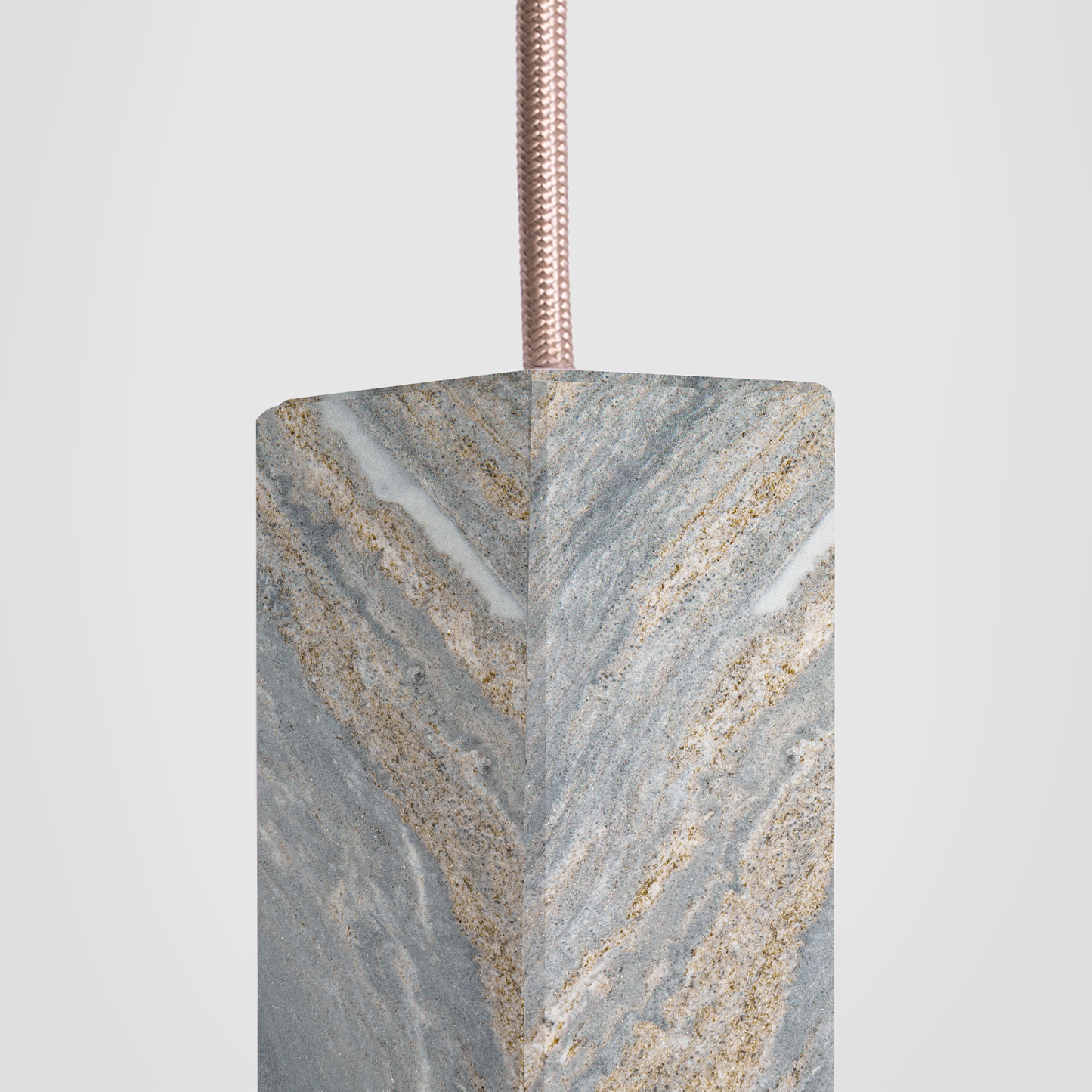 Lamp One Pendant Light / Marble, detailed close up of cable and pendant.
