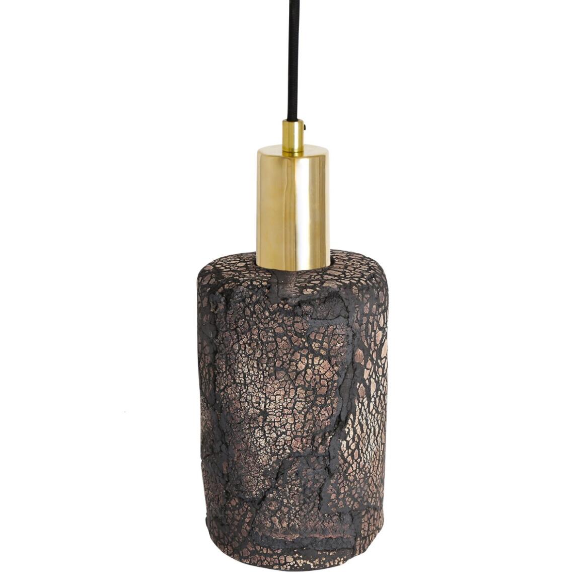 Senna Organic Ceramic Cylinder Pendant Light 12cm, Black Clay