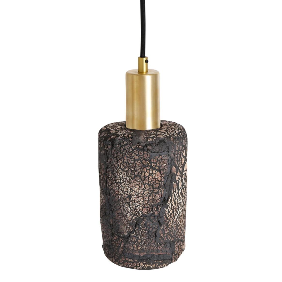 Senna Organic Ceramic Cylinder Pendant Light 12cm, Black Clay