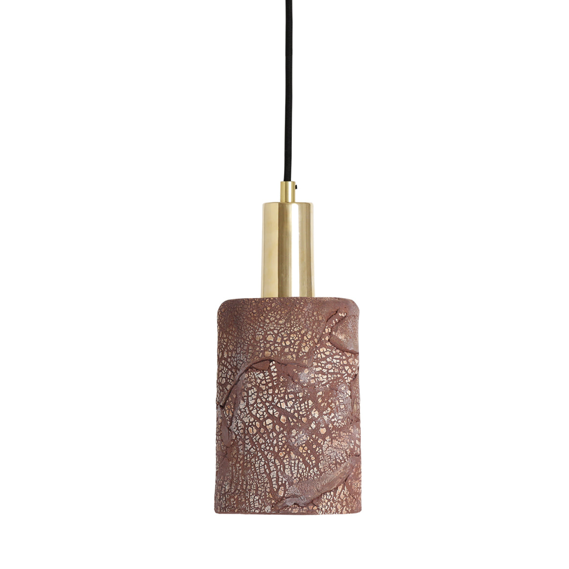 Senna Organic Ceramic Cylinder Pendant Light 12cm, Red Iron