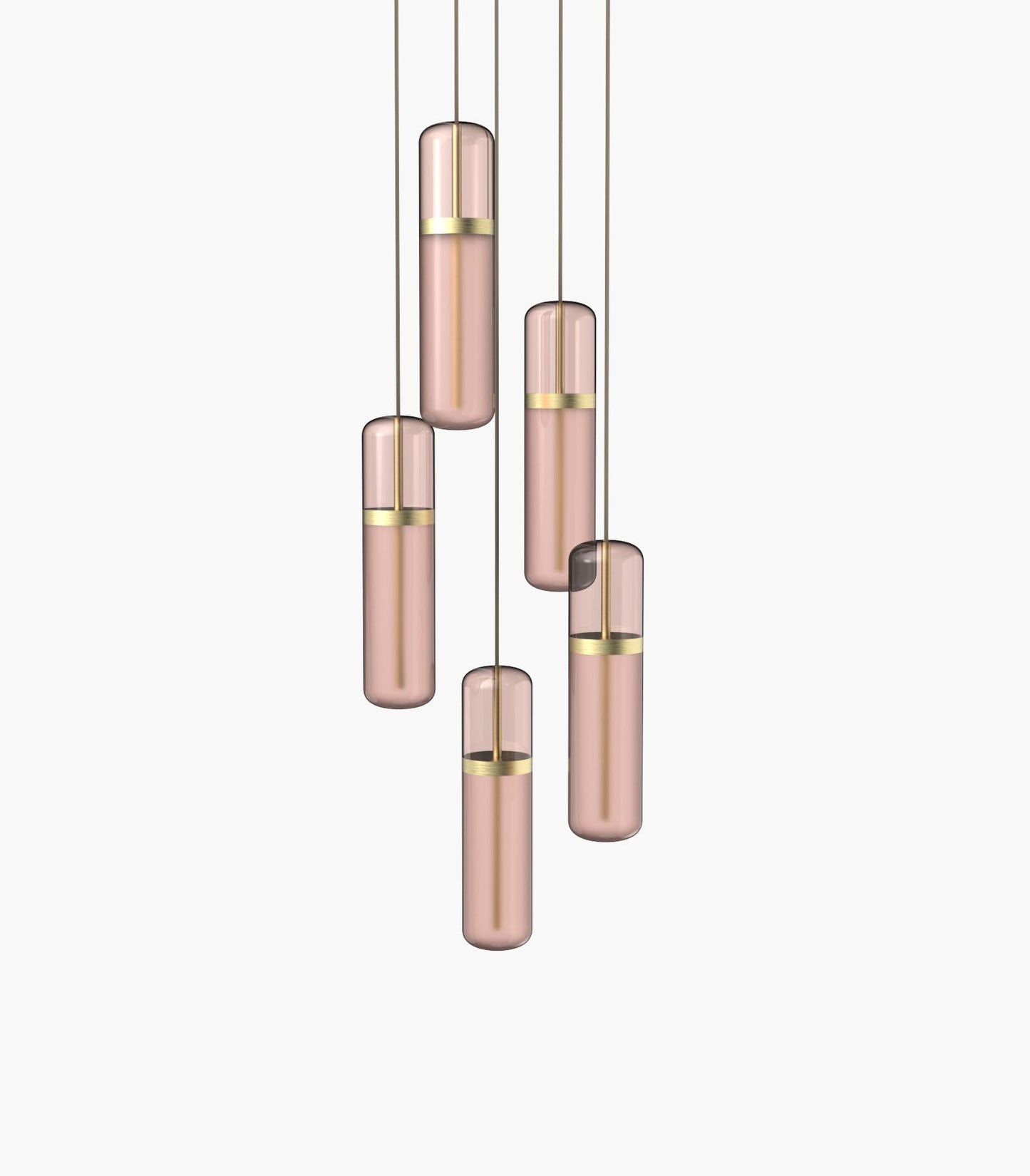Pill S36-03 Pendant Light Pink Brushed Brass