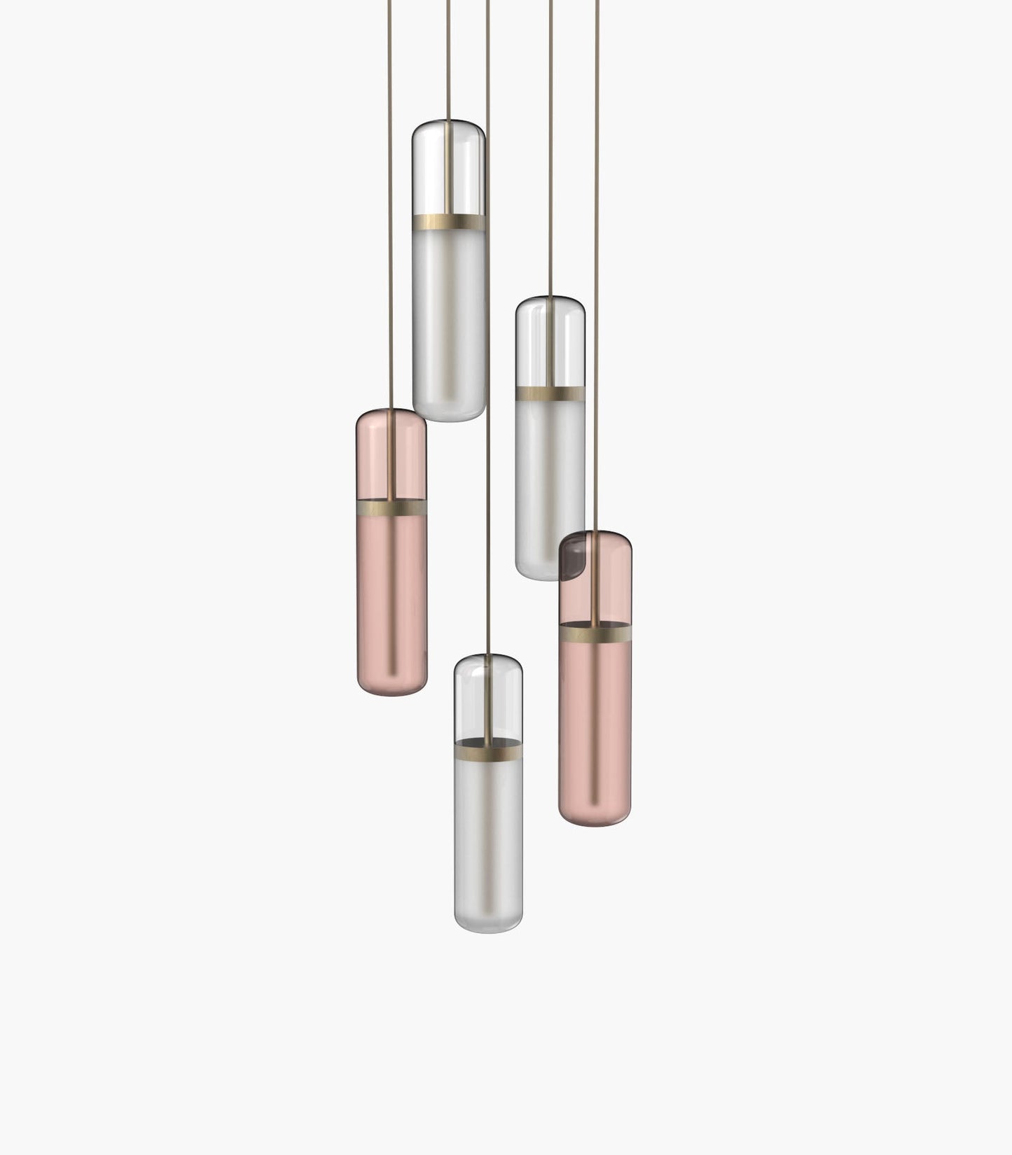 Pill S36-03 Pendant Light White / Pink Burnished Brass