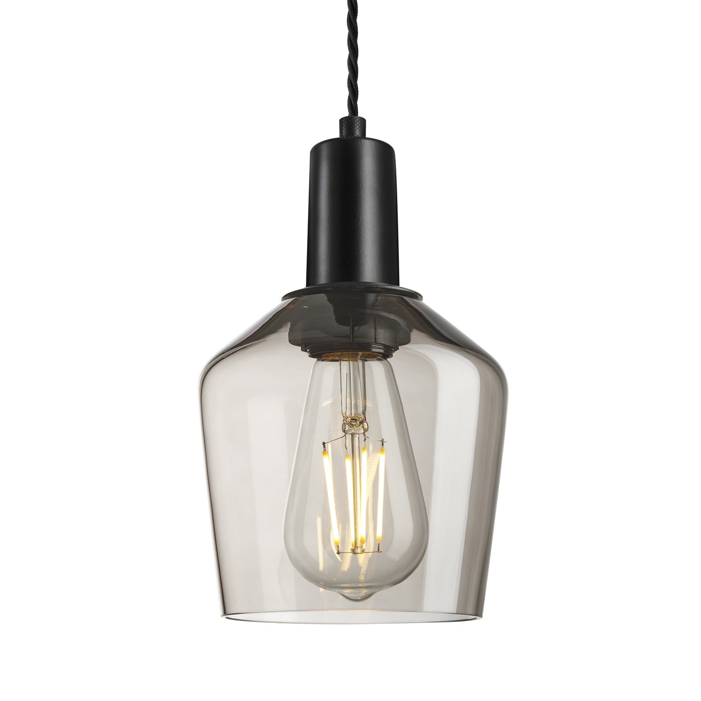 Sleek Smoked Glass Schoolhouse Pendant - 5.5 Inch , Product Shot