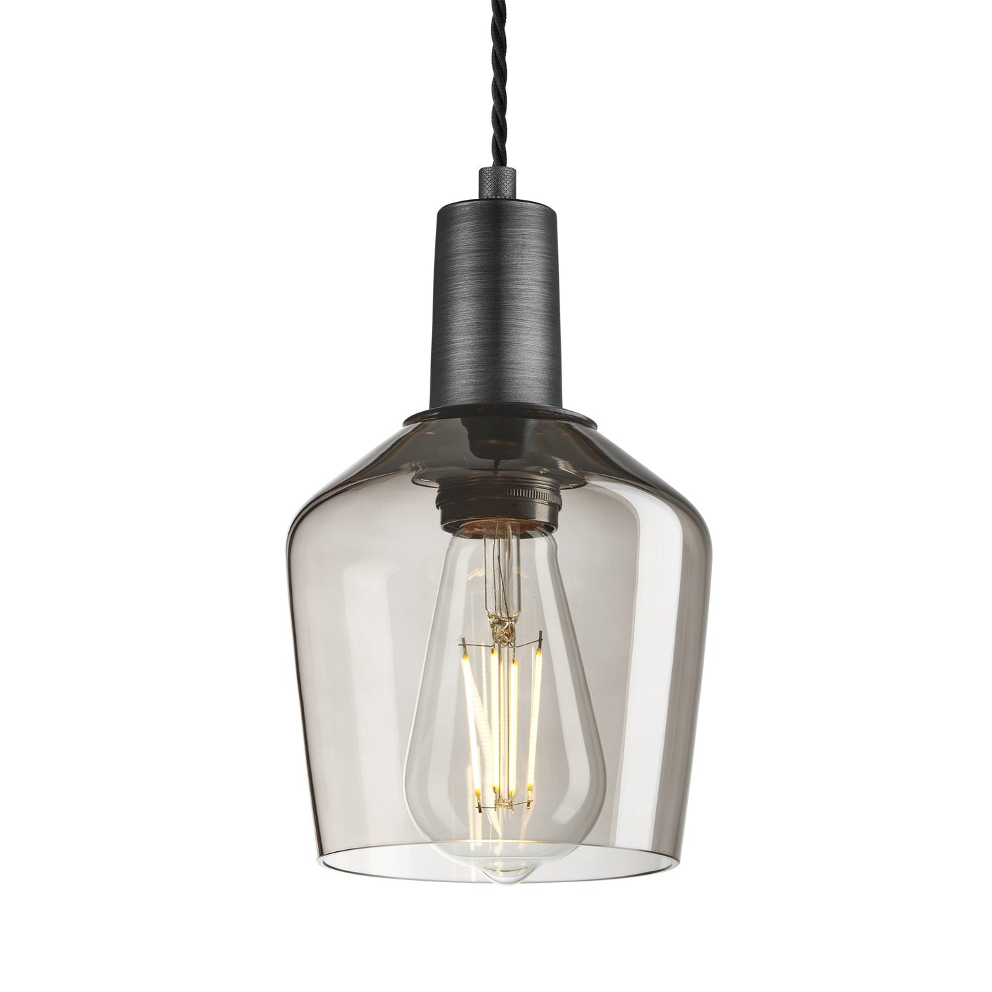 Sleek Smoked Glass Schoolhouse Pendant - 5.5 Inch , Product Shot