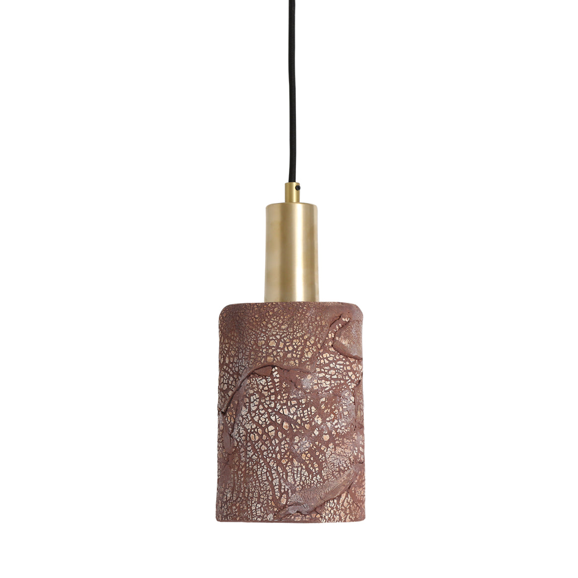 Senna Organic Ceramic Cylinder Pendant Light 12cm, Red Iron