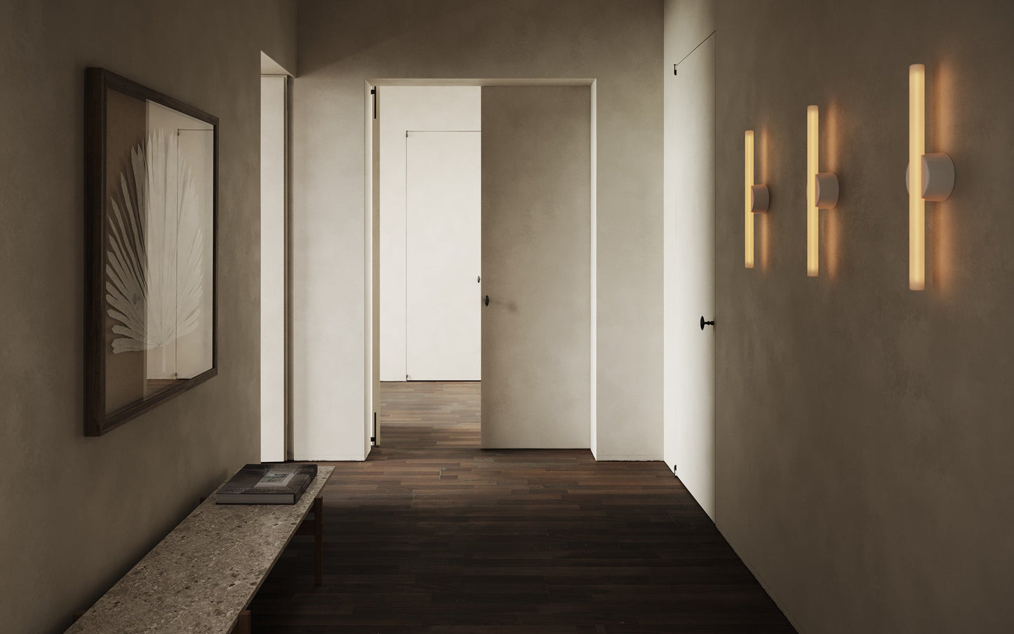 Tala Kilter Wall Light hallway_white_500mm_2200K lifestyle