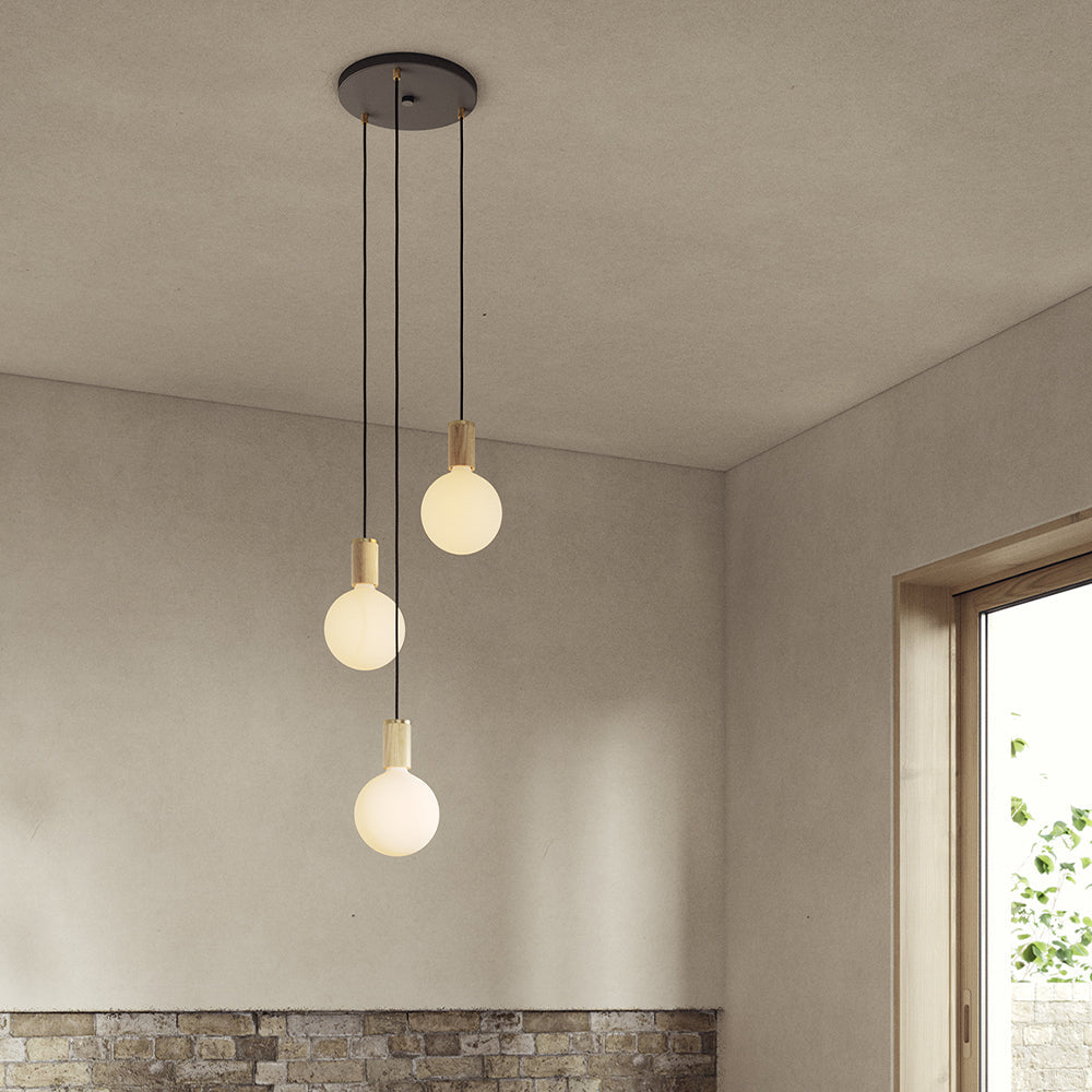 Tala Triple Ceiling Light Black Oak Sphere IV lifestyle