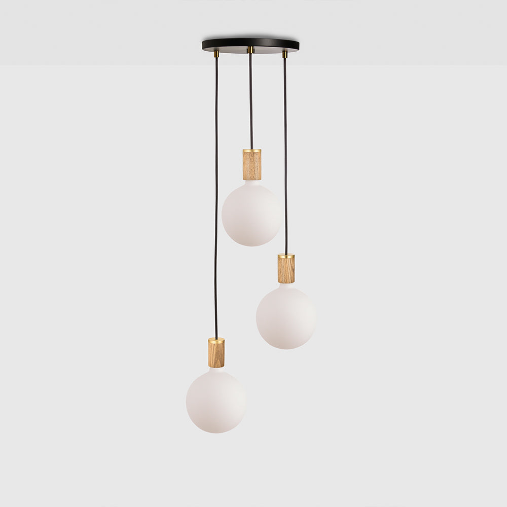 Tala Triple Ceiling Light Black Oak Sphere IV Still 6