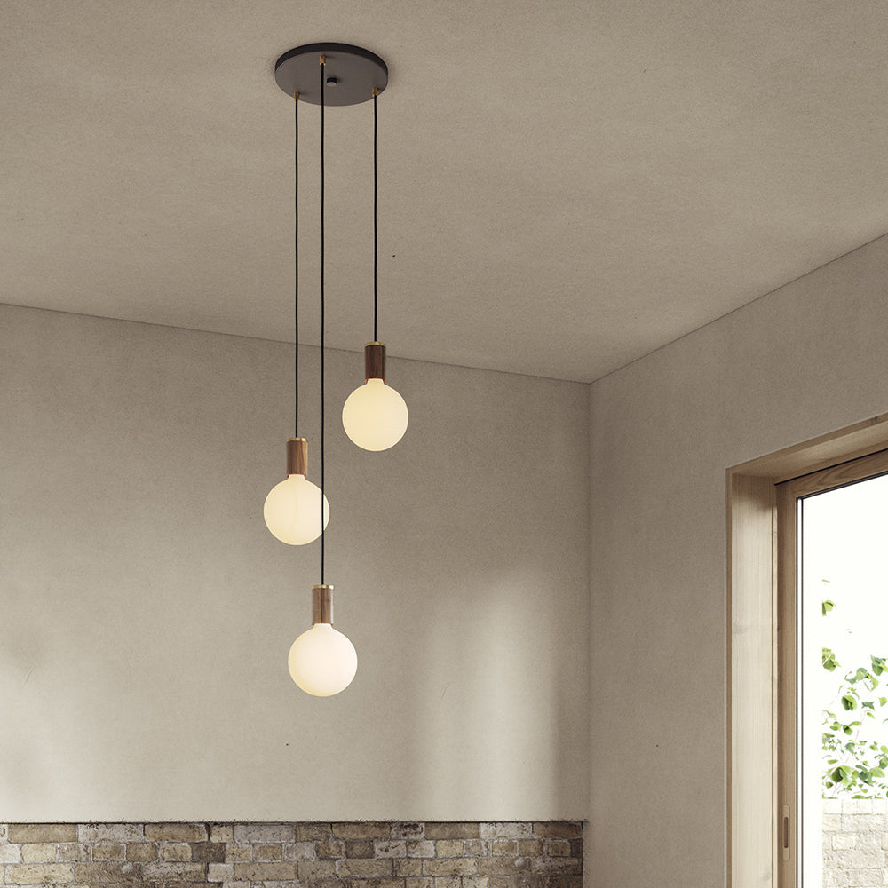 Tala Triple Ceiling Light Black Walnut Sphere IV lifestyle