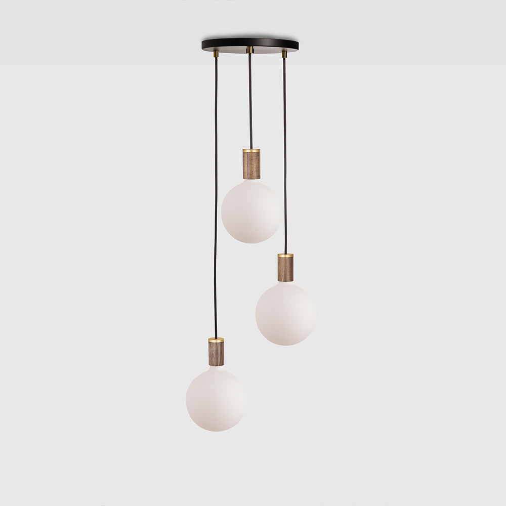 Tala Triple Ceiling Light Black Walnut Sphere IV Still 5