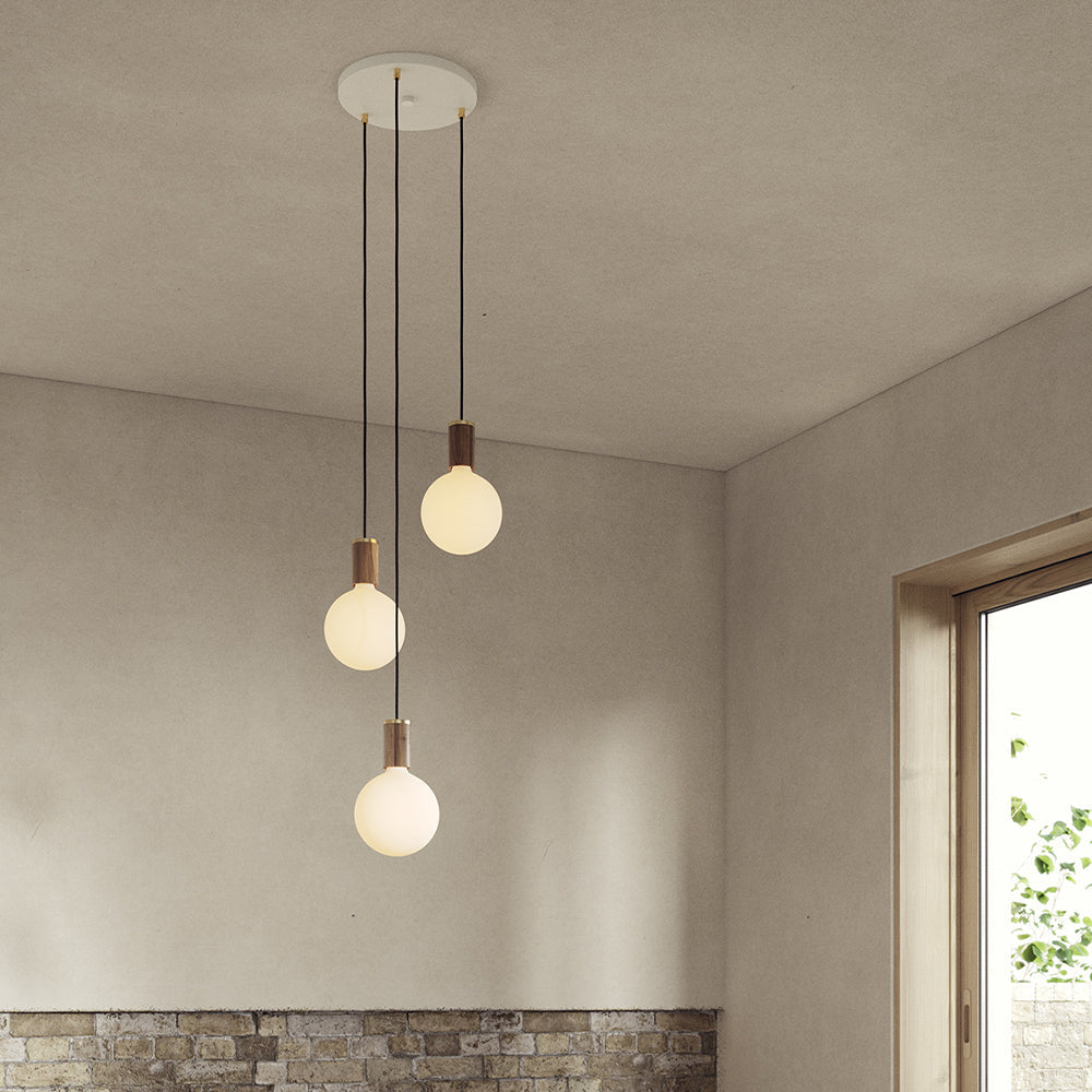 Tala Triple Ceiling Light White Walnut Sphere IV lifestyle 2