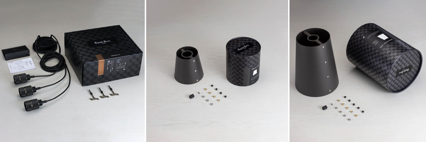 Smoked bronze Hooked 3.0 Mix / Graphite Pendant Celling light packaging