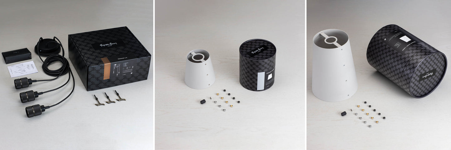 Smoked Bronze Hooked 3.0 Mix / Stone Pendant Celling light packaging