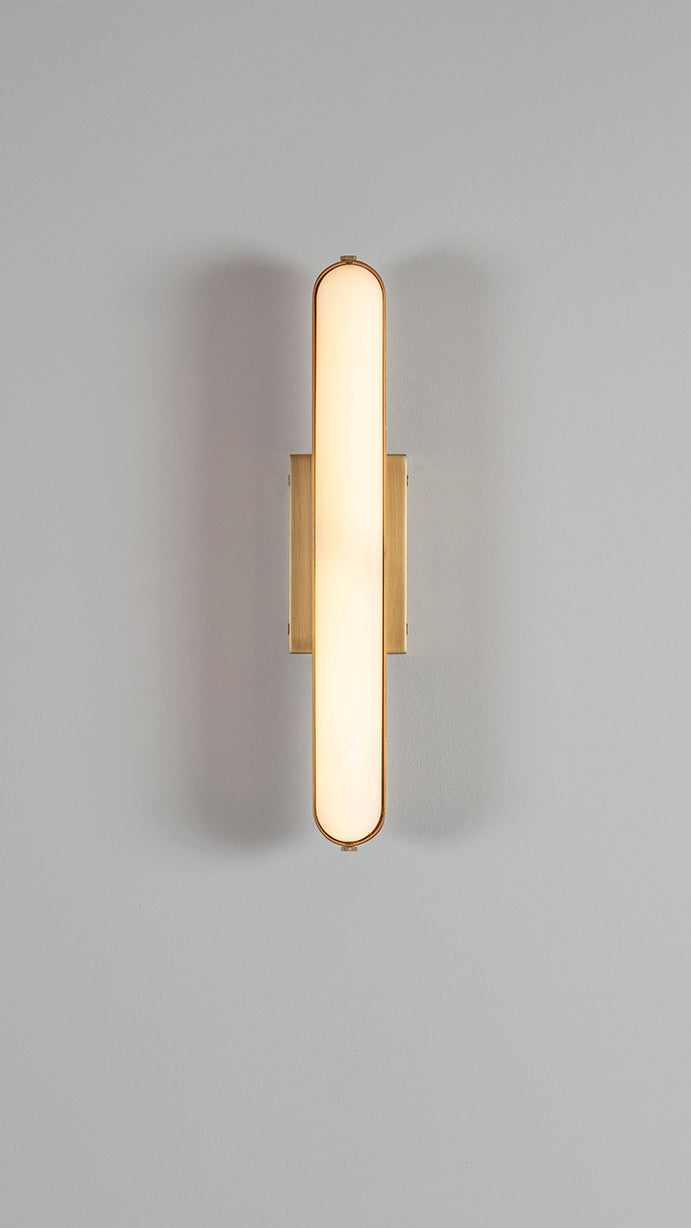 Stadium Wall Light brushed brass, front view on.