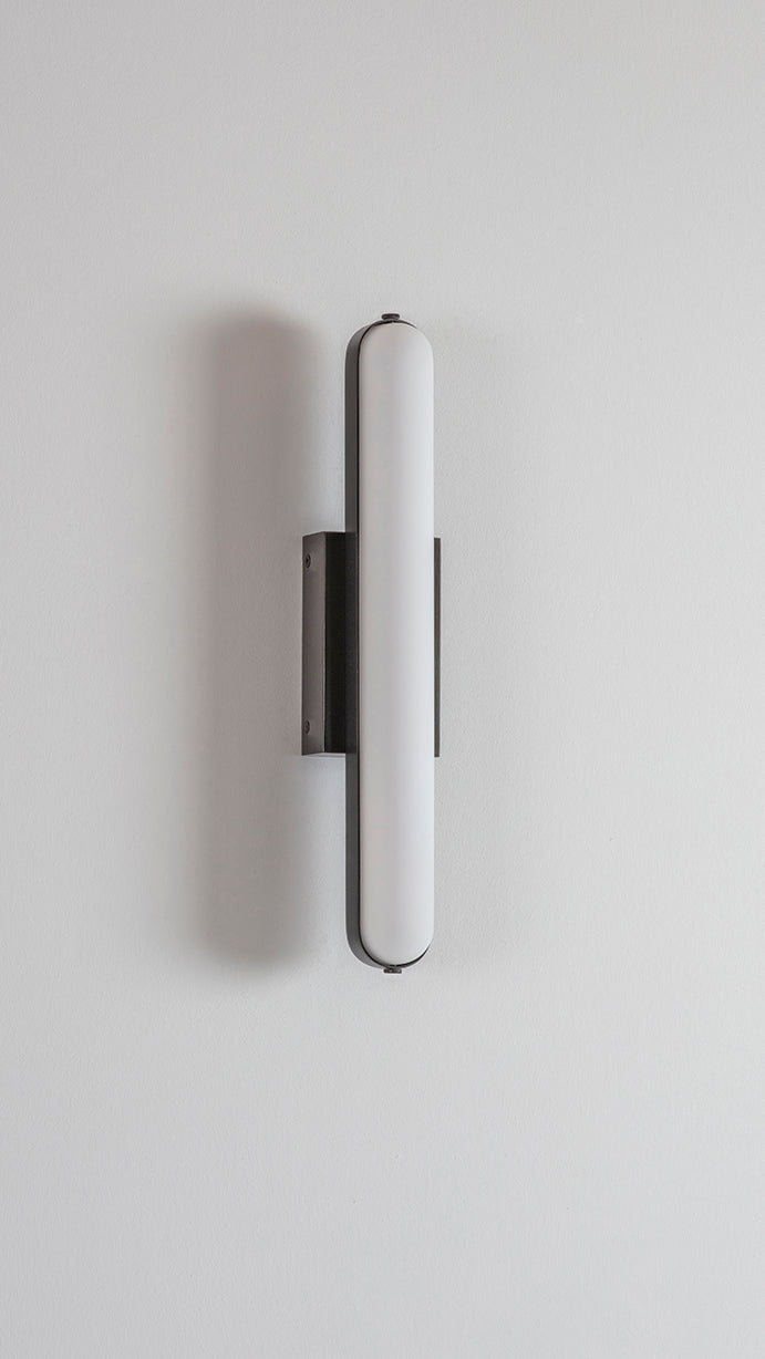 Stadium Wall Light dark bronze, front view.