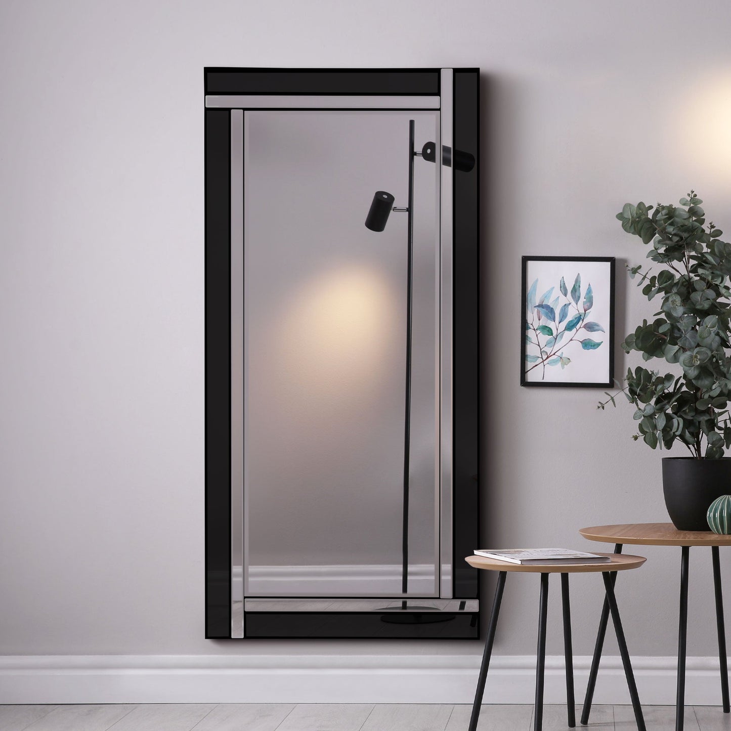Sleek Black Framed Full Length Mirror - 174 x 85 CM-8