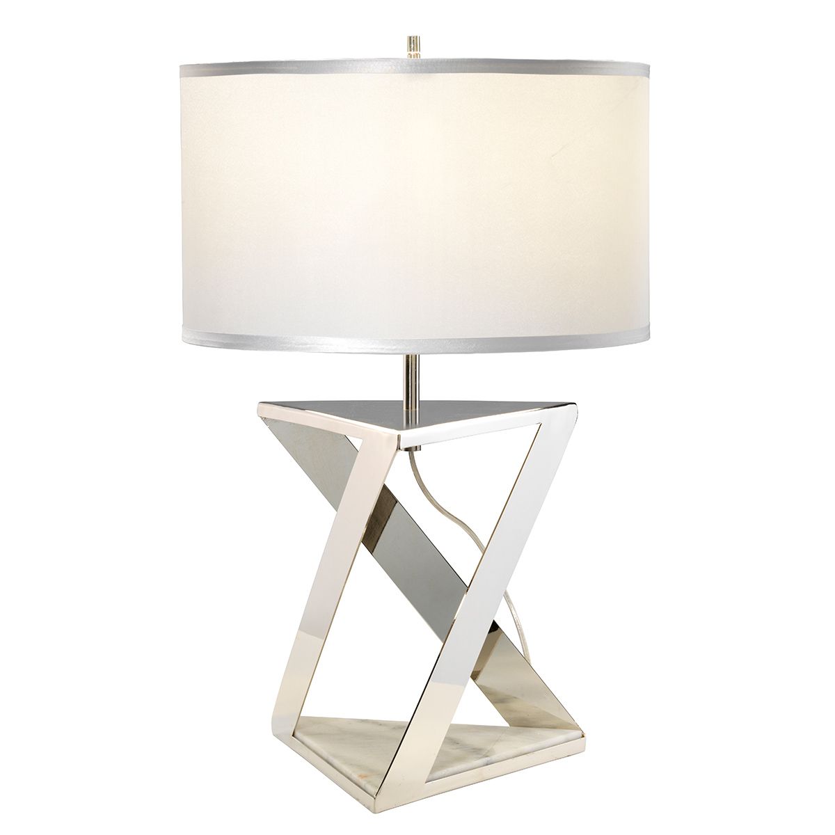 Aegeus Light Table Lamp in Polished Nickel with Silver Shade