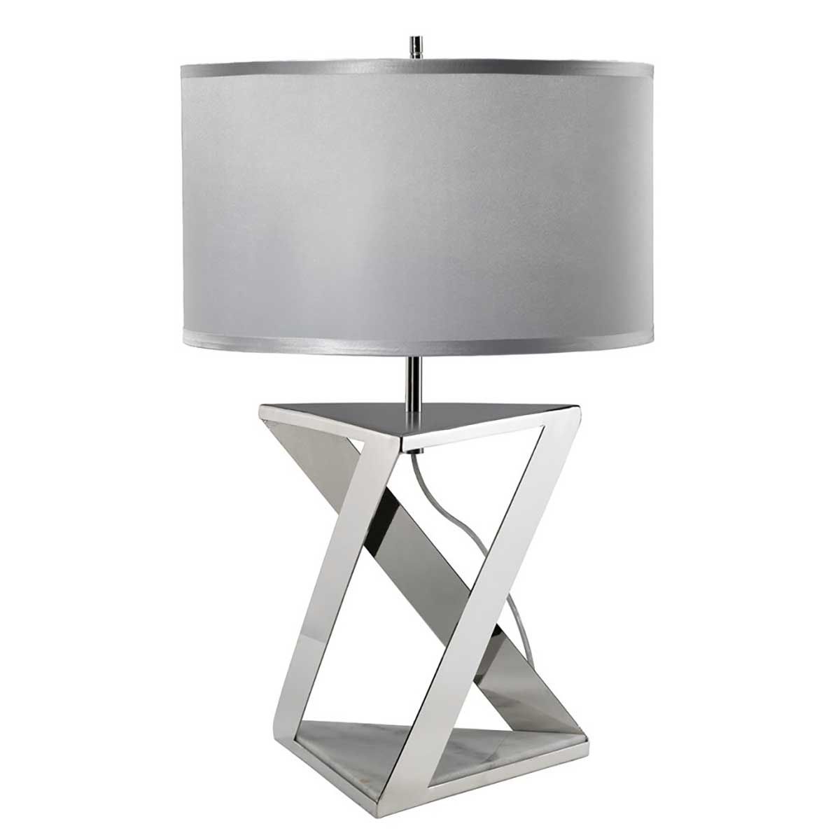 Aegeus Light Table Lamp in Polished Nickel with Silver Shade