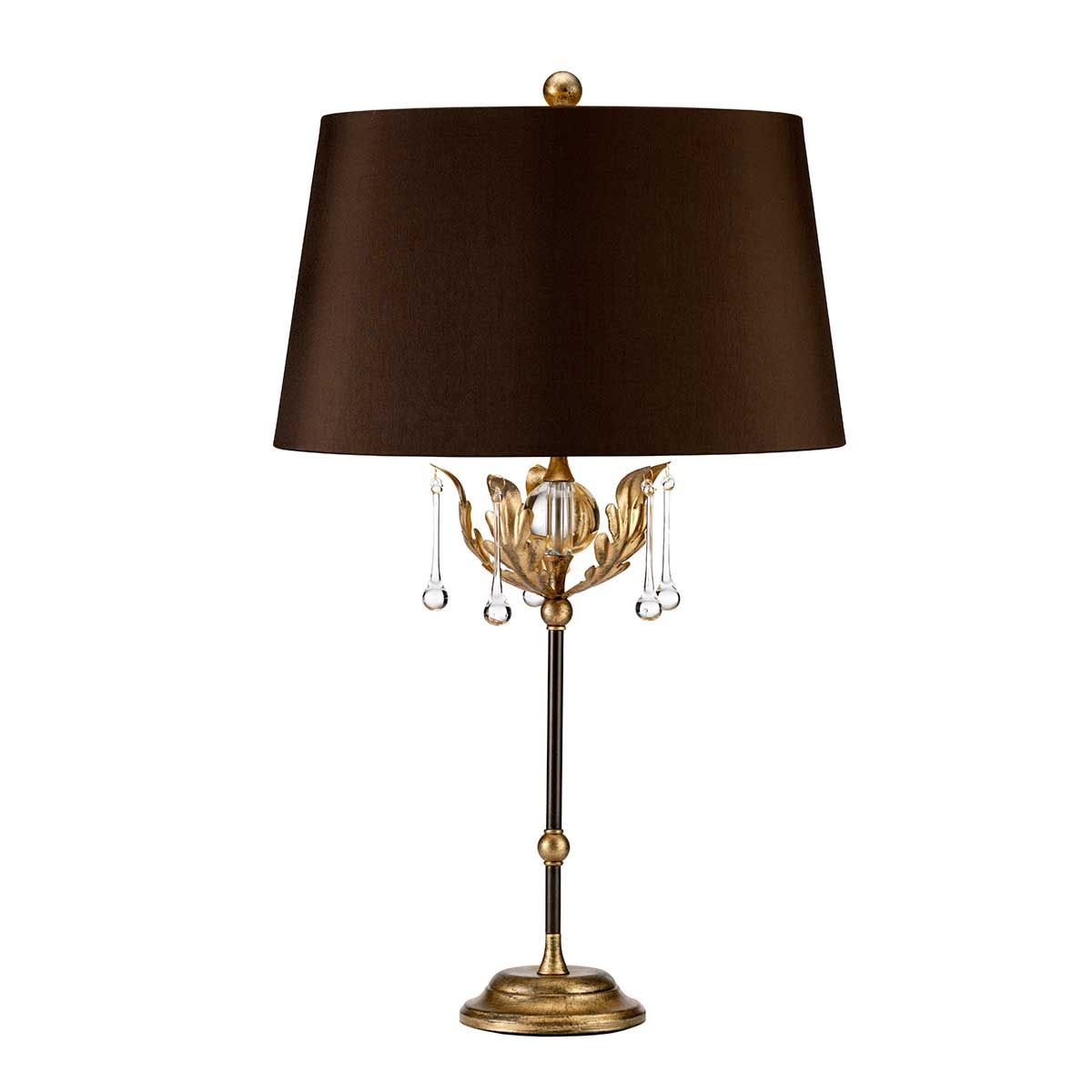 Amarilli Light Table Lamp with Brown Shade in Bronze with Gold Patina