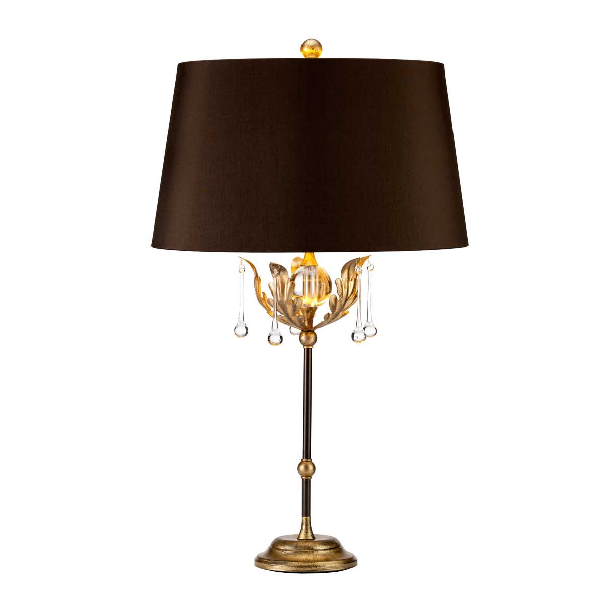Amarilli Light Table Lamp with Brown Shade in Bronze with Gold Patina